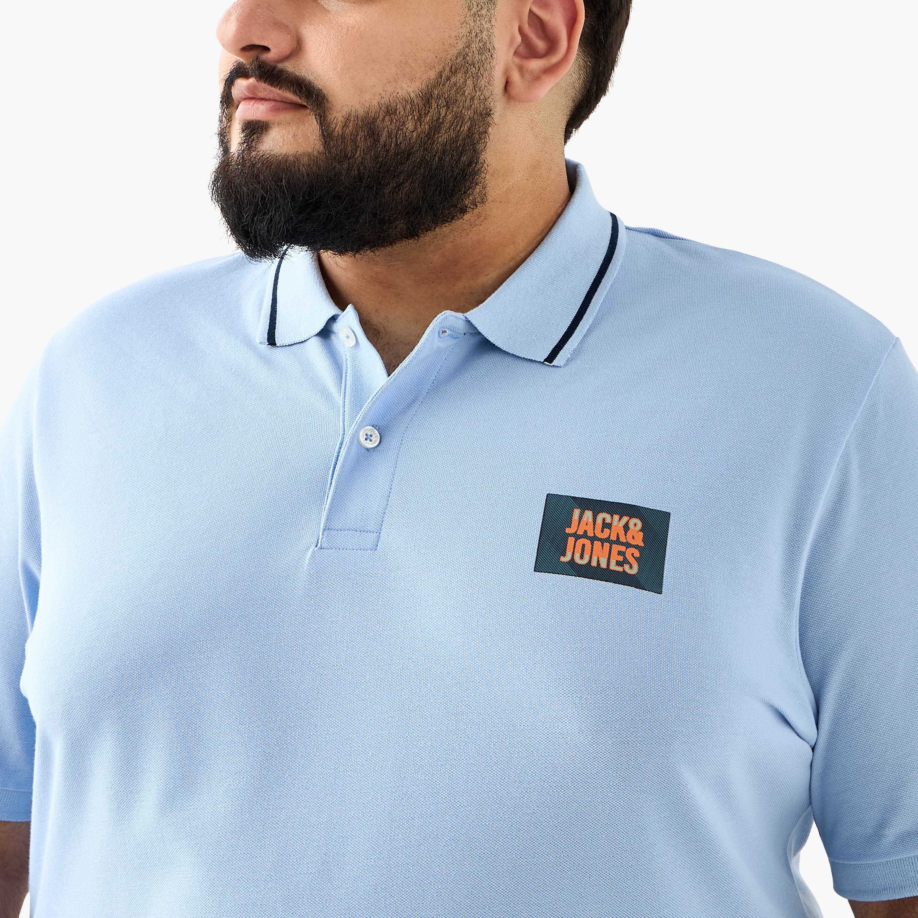 Jack & Jones Plus Size Plain Collared Short Sleeves Men's Polo T-Shirt-men-clothing-tshirtsandpolos-polos-image-4