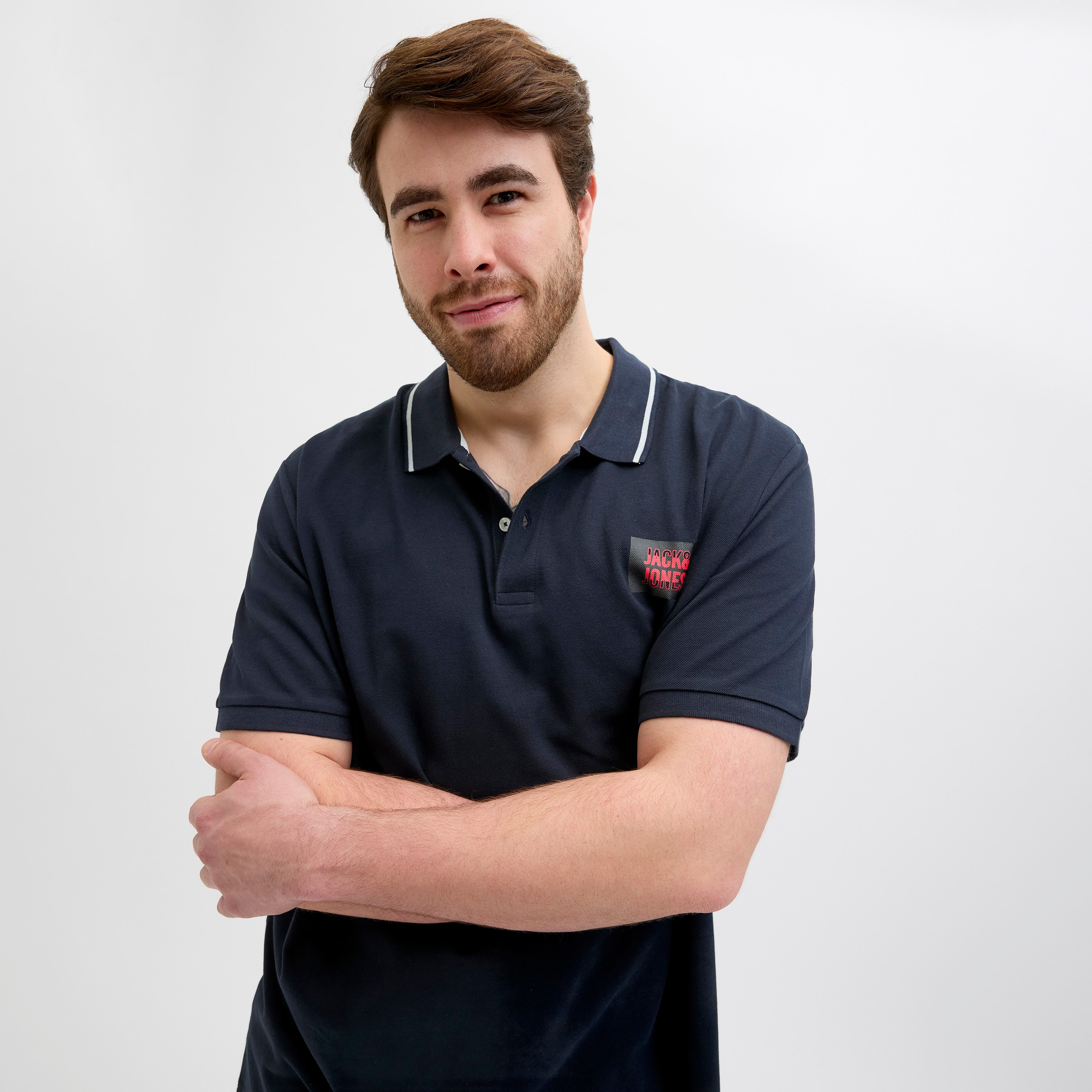 تيشيرت بولو رجالي بأكمام قصيرة بأكمام كبيرة من جاك آند جونز بياقة بسيطة-men-clothing-tshirtsandpolos-polos-image-8