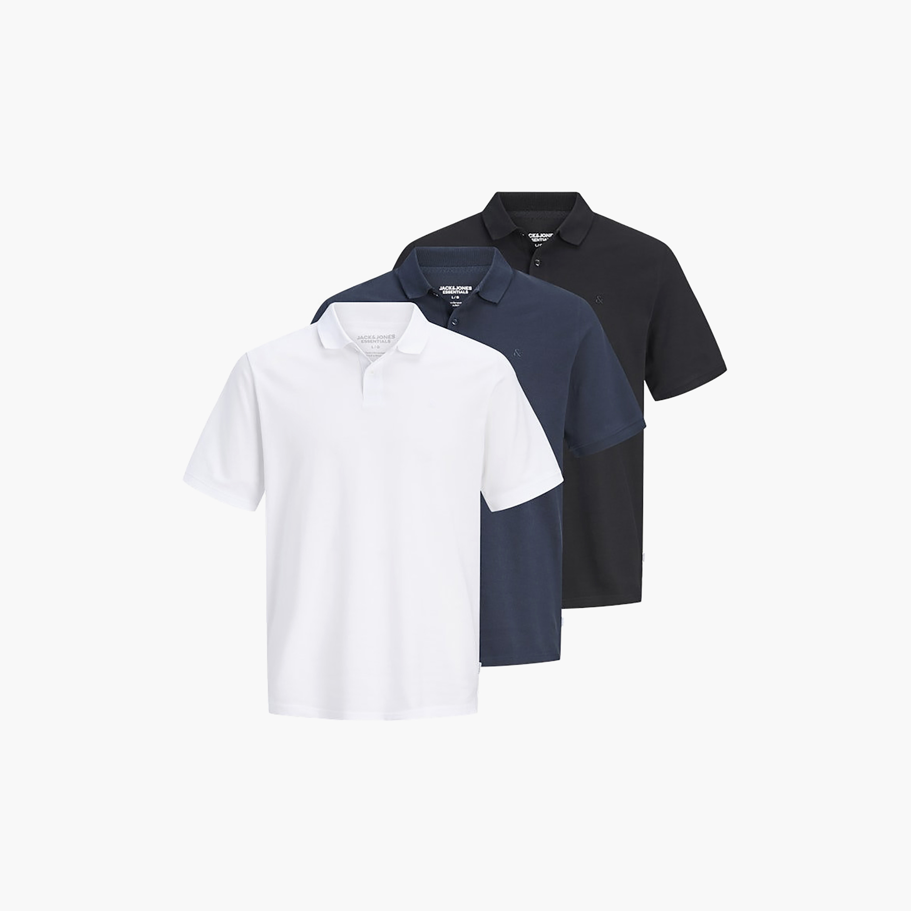 Jack & Jones Pack of 3 Plain Short Sleeves Men's Polo T-Shirt-men-clothing-tshirtsandpolos-polos-image-1