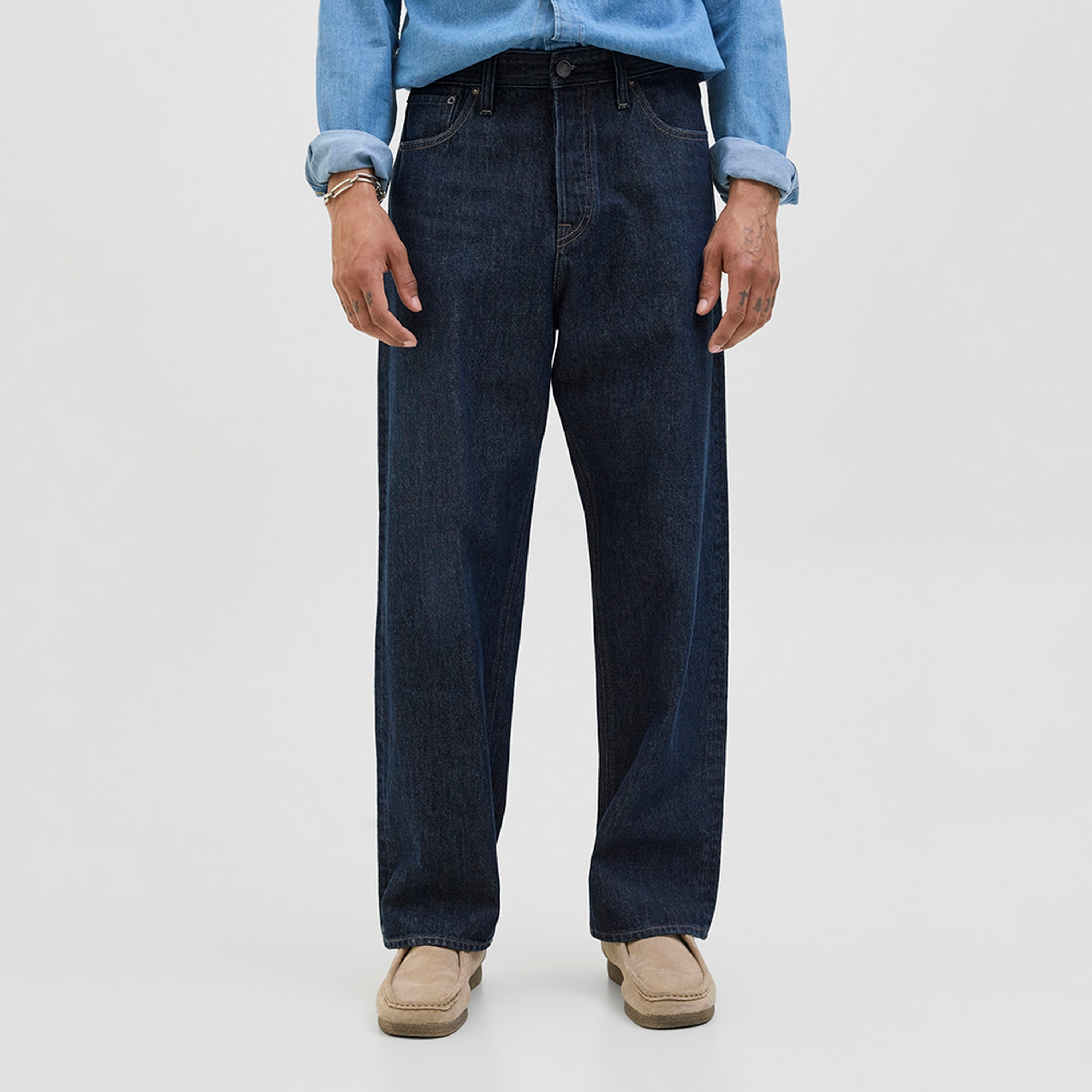 Jack & Jones Plain High-Rise Button & Zip Fly Men's Jeans-men-clothing-bottoms-jeans-image-1