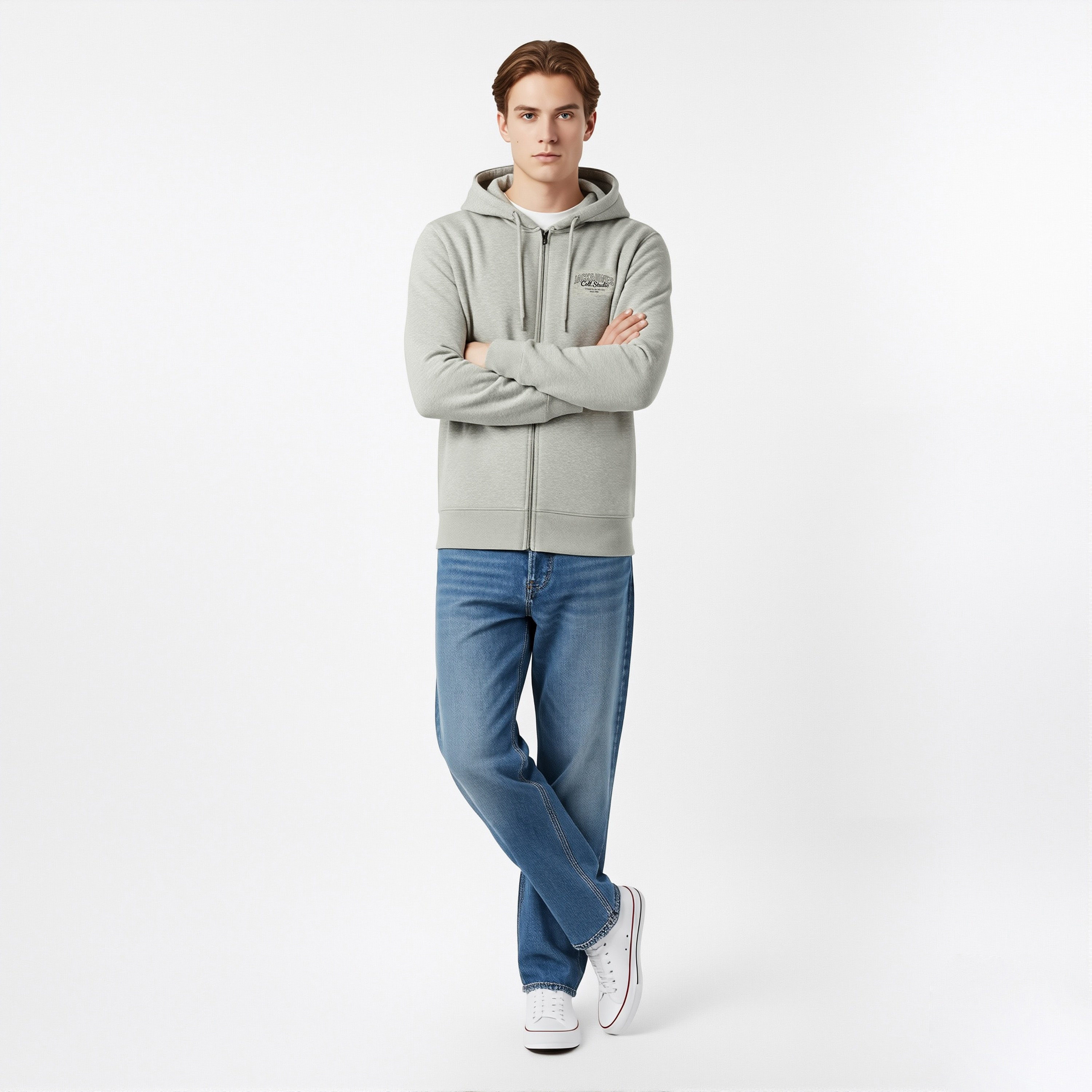 Jack & Jones Logo Long Sleeves Zip Through Men's Hoodie-men-winterwear-hoodiesandsweatshirts-image-2