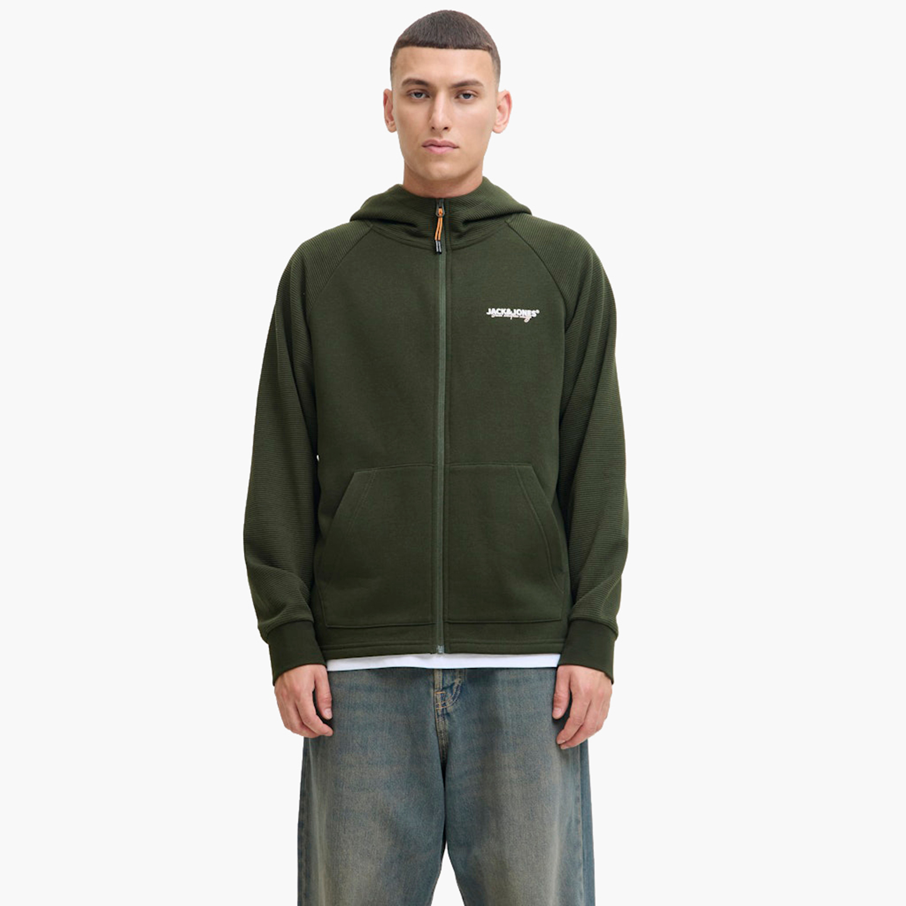 Jack & Jones Plain Long Sleeves Men's Zip-Through Hoodie-men-winterwear-hoodiesandsweatshirts-image-1