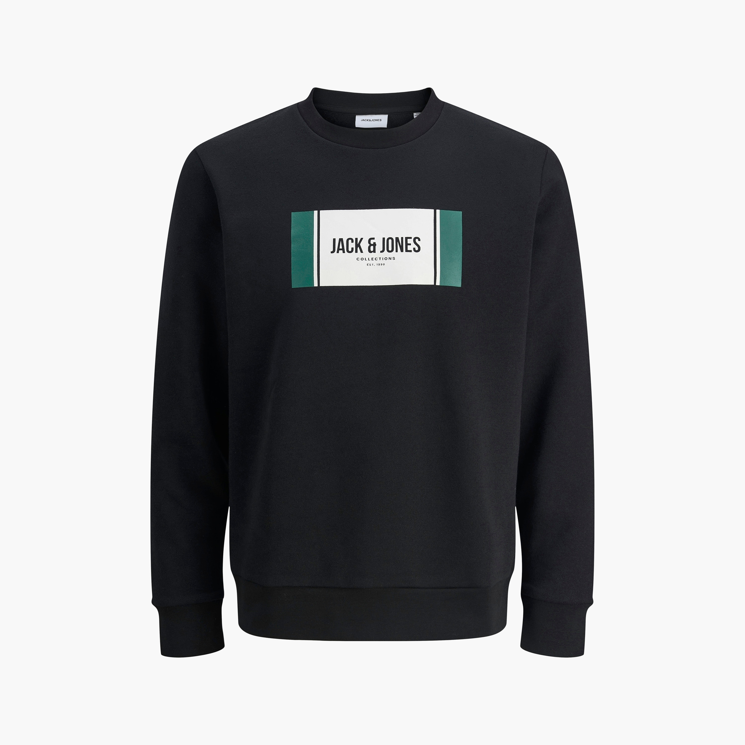 كنزة صوفية رجالية مطبوعة برسومات بياقة دائرية وأكمام طويلة من جاك ان جونز-men-winterwear-hoodiesandsweatshirts-image-3