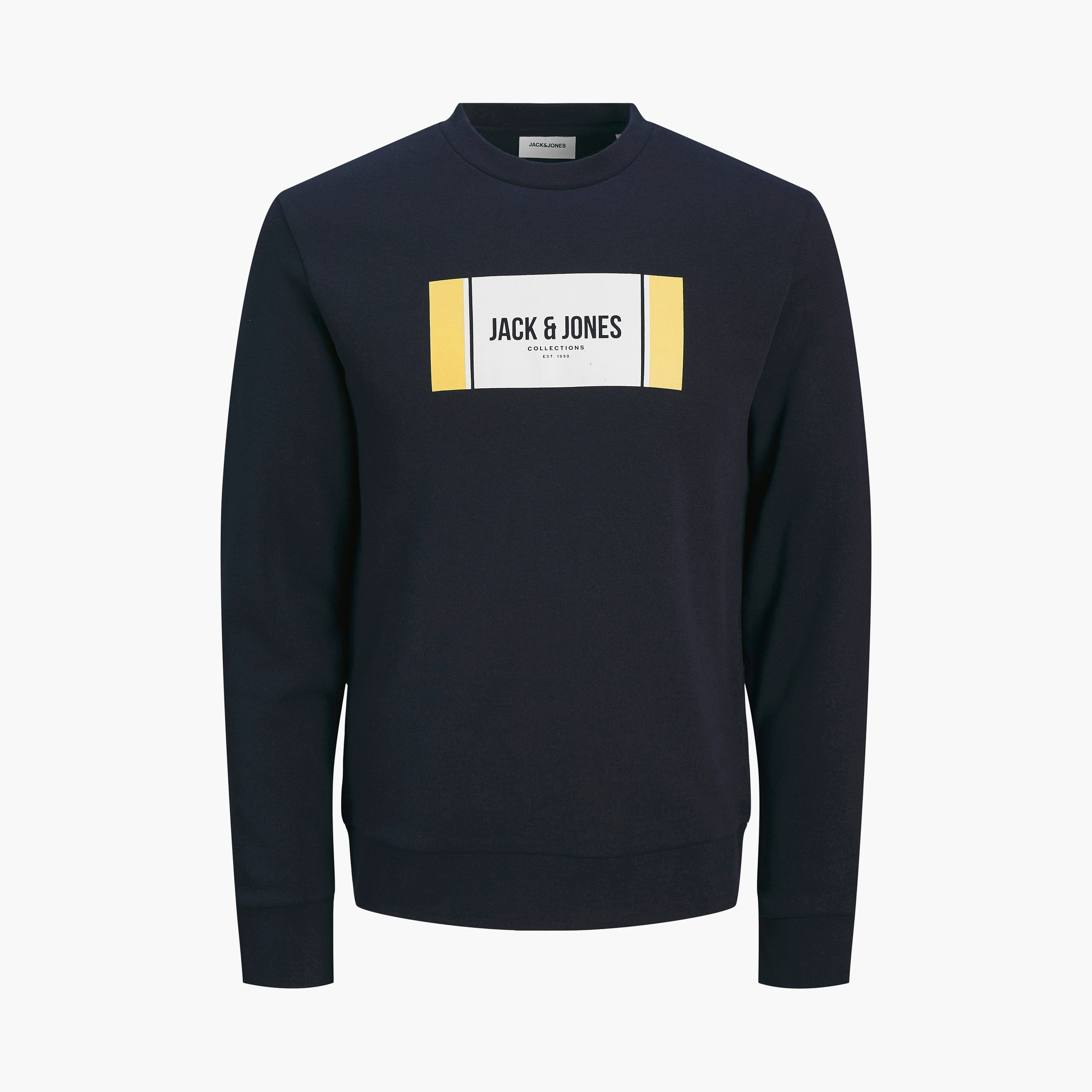 كنزة صوفية رجالية مطبوعة برسومات بياقة دائرية وأكمام طويلة من جاك ان جونز-men-winterwear-hoodiesandsweatshirts-image-7