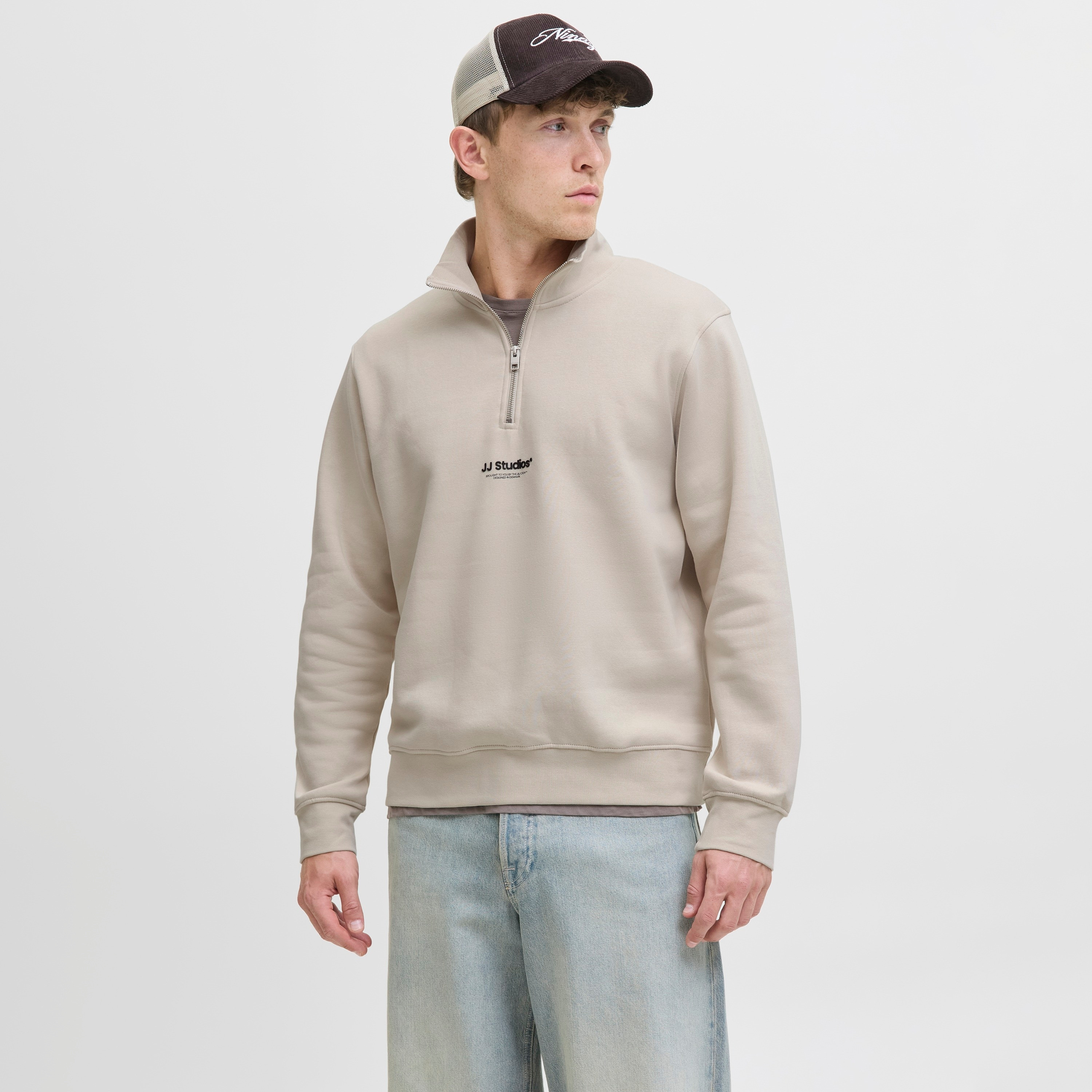 Jack & Jones Plain High Neck Long Sleeves Men's Sweatshirt-men-winterwear-hoodiesandsweatshirts-image-1