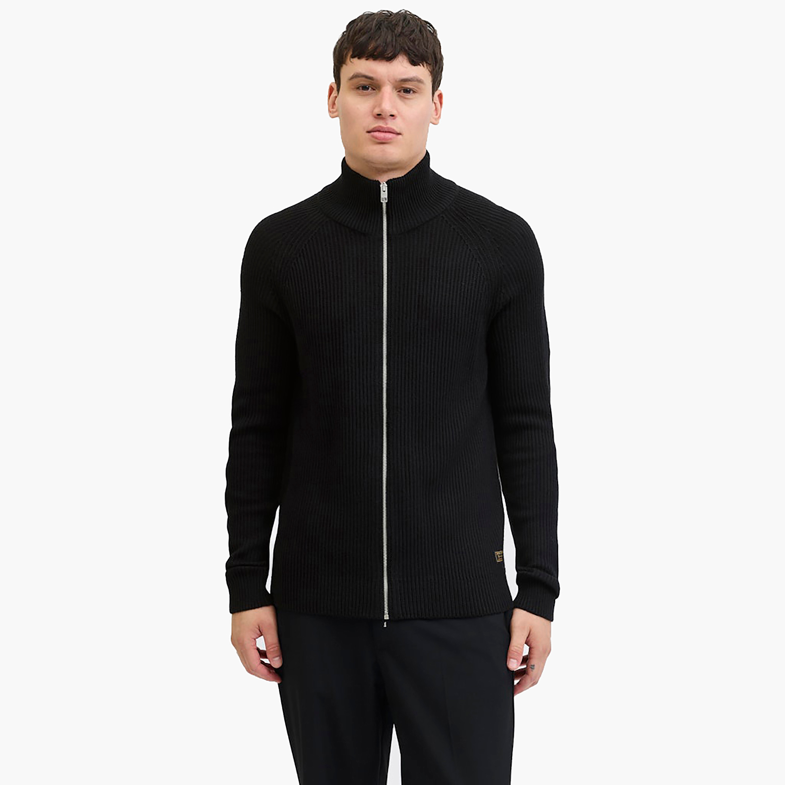 Jack & Jones Ribbed High Neck Long Sleeves Men's Cardigan-men-clothing-sweatersandpullovers-image-1