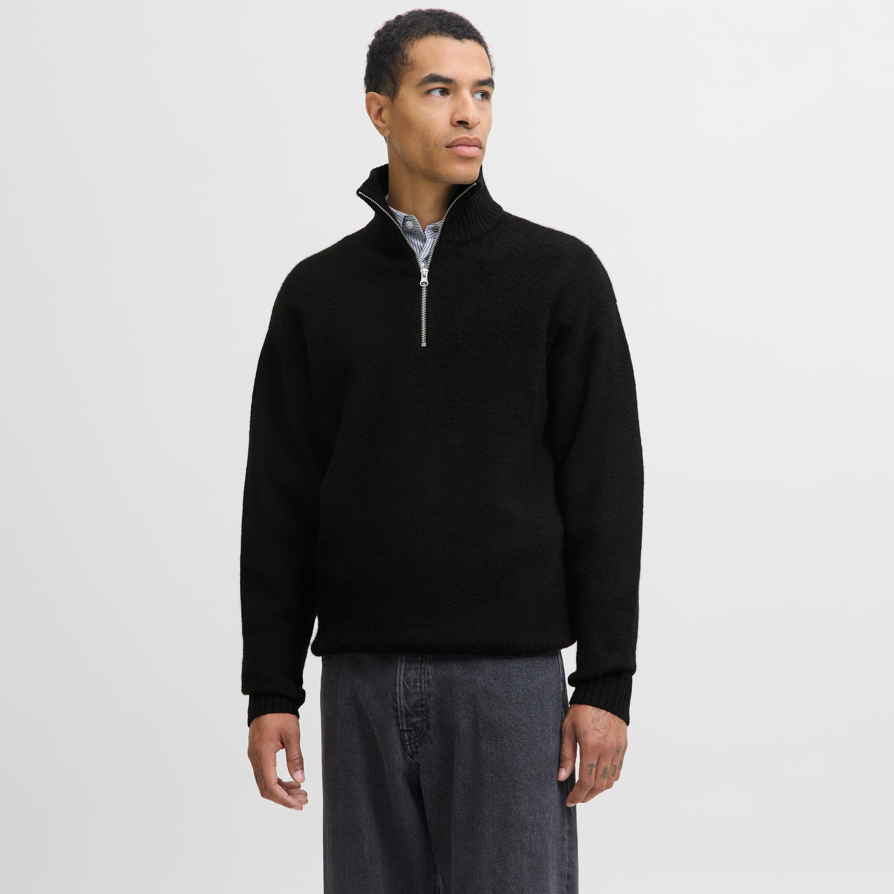 كنزة صوفية (بلوفر) رجالية جاك آند جونز محبوكة بياقة عالية ونصف سحاب-men-clothing-sweatersandpullovers-image-5