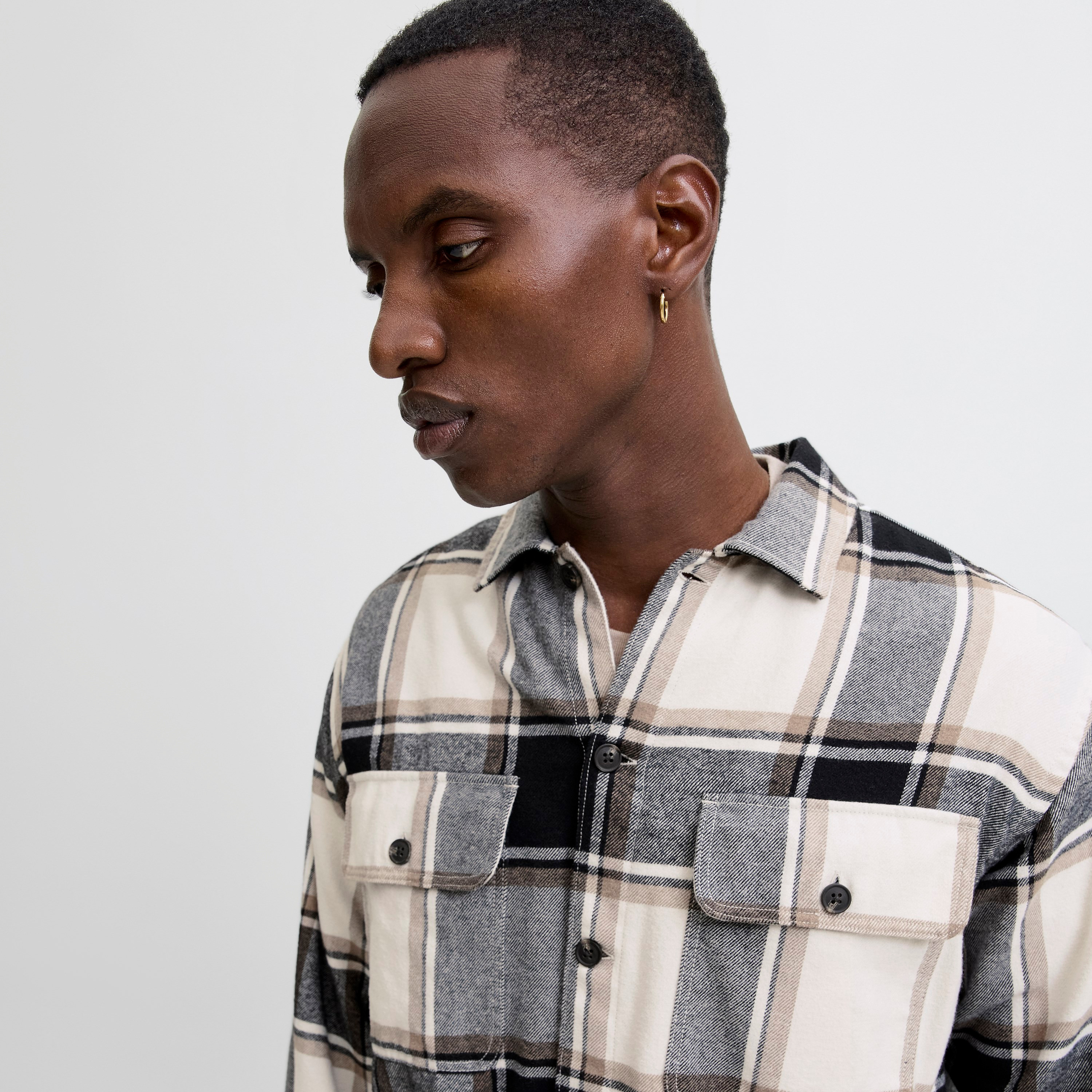 Jack & Jones Relaxed Fit Checked Collared Long Sleeves Men's Overshirt-men-clothing-shirts-image-3