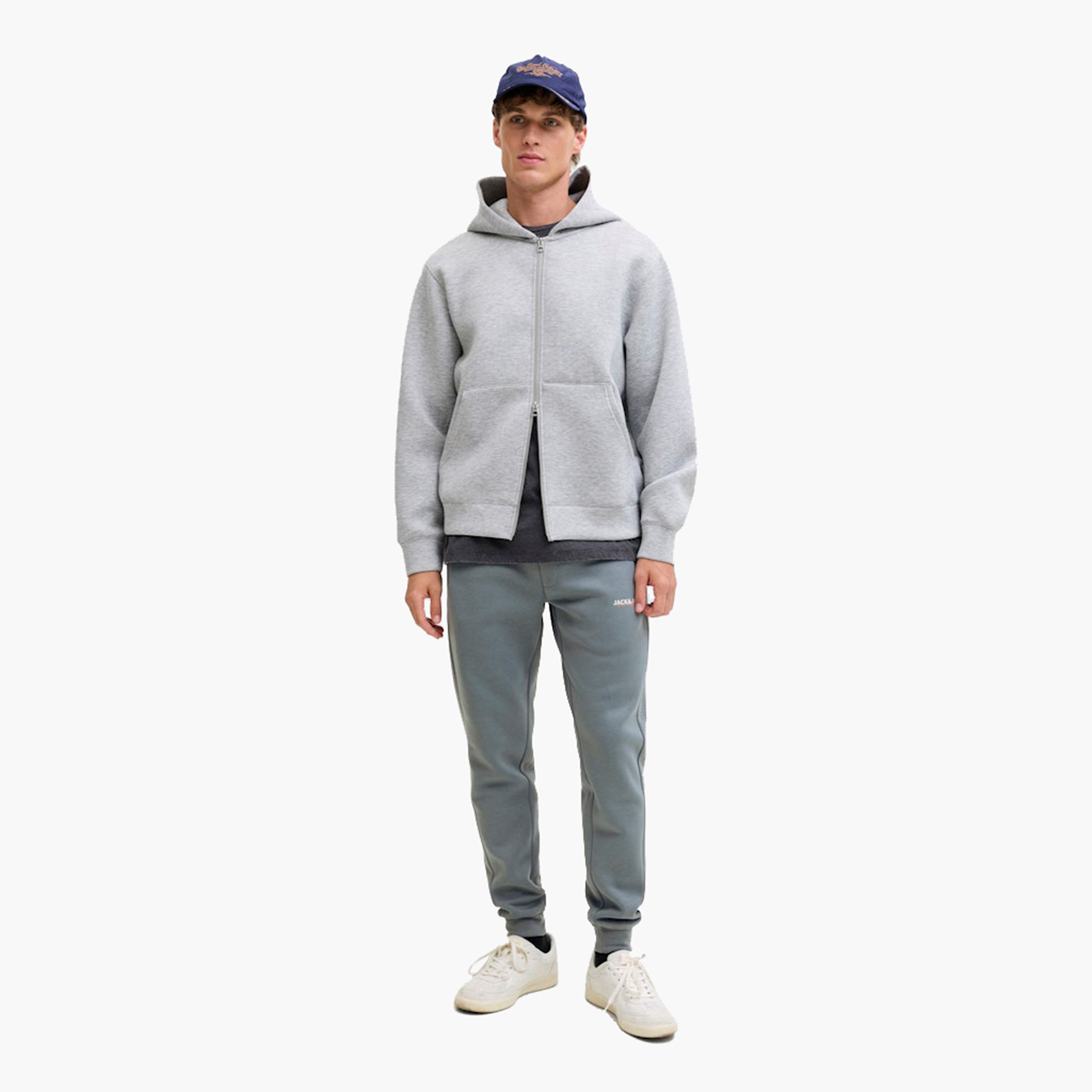 بنطلون رياضي (جوغر) رجالي جاك آند جونز سادة برباط شد وخصر متوسط الارتفاع-men-clothing-bottoms-joggers-image-12