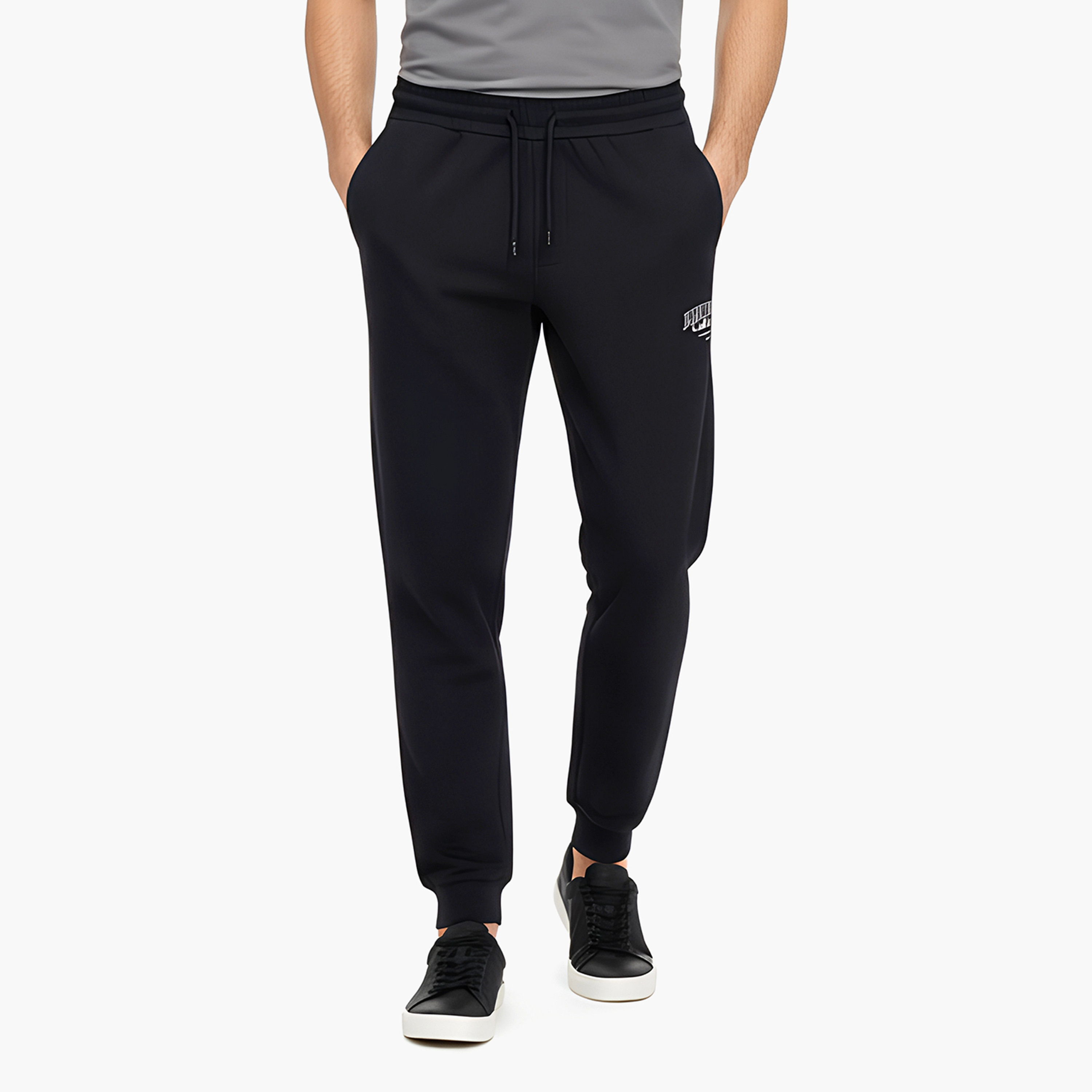 بنطلون رياضي (جوغر) رجالي جاك آند جونز سادة برباط شد وخصر متوسط الارتفاع-men-clothing-bottoms-joggers-image-1