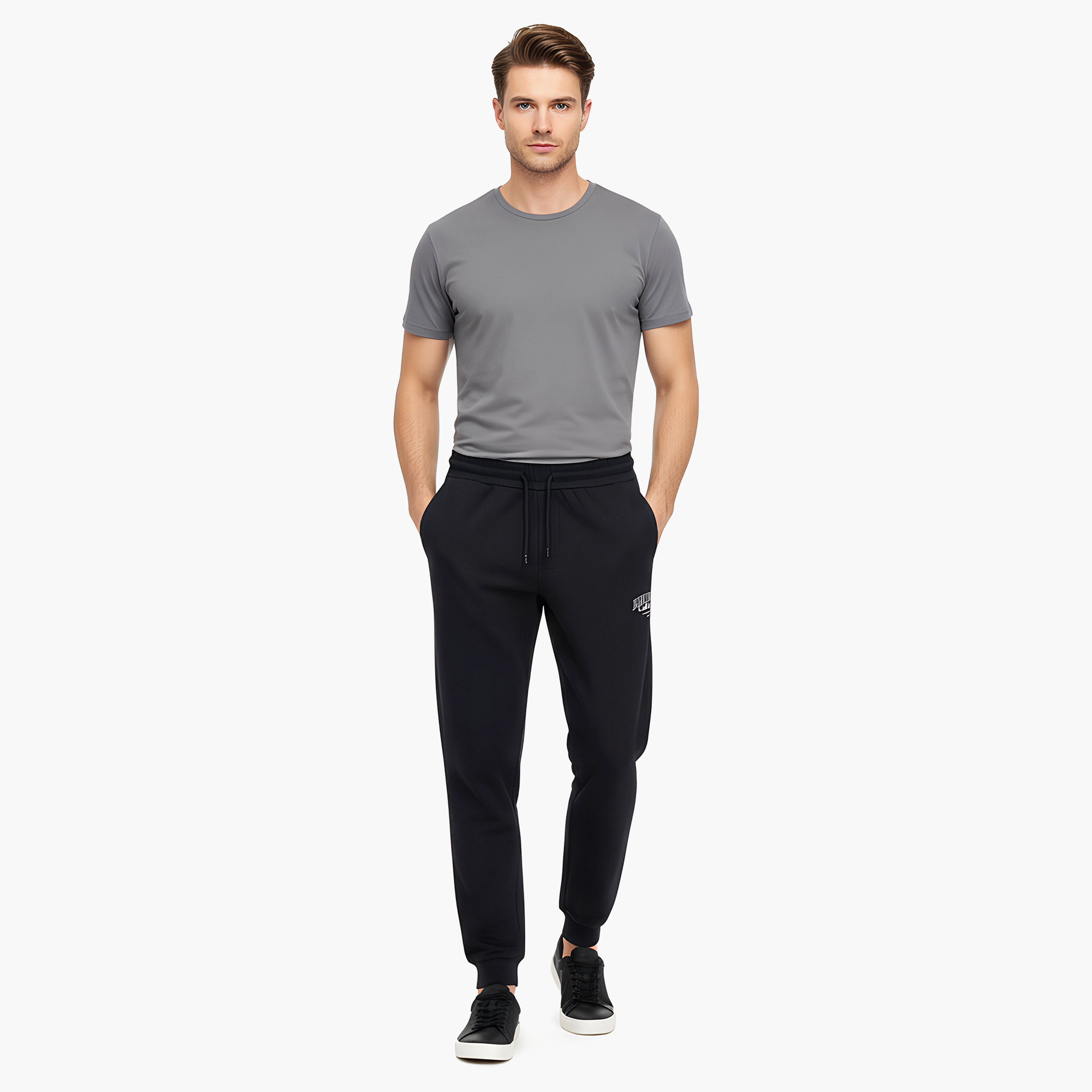 بنطلون رياضي (جوغر) رجالي جاك آند جونز سادة برباط شد وخصر متوسط الارتفاع-men-clothing-bottoms-joggers-image-2