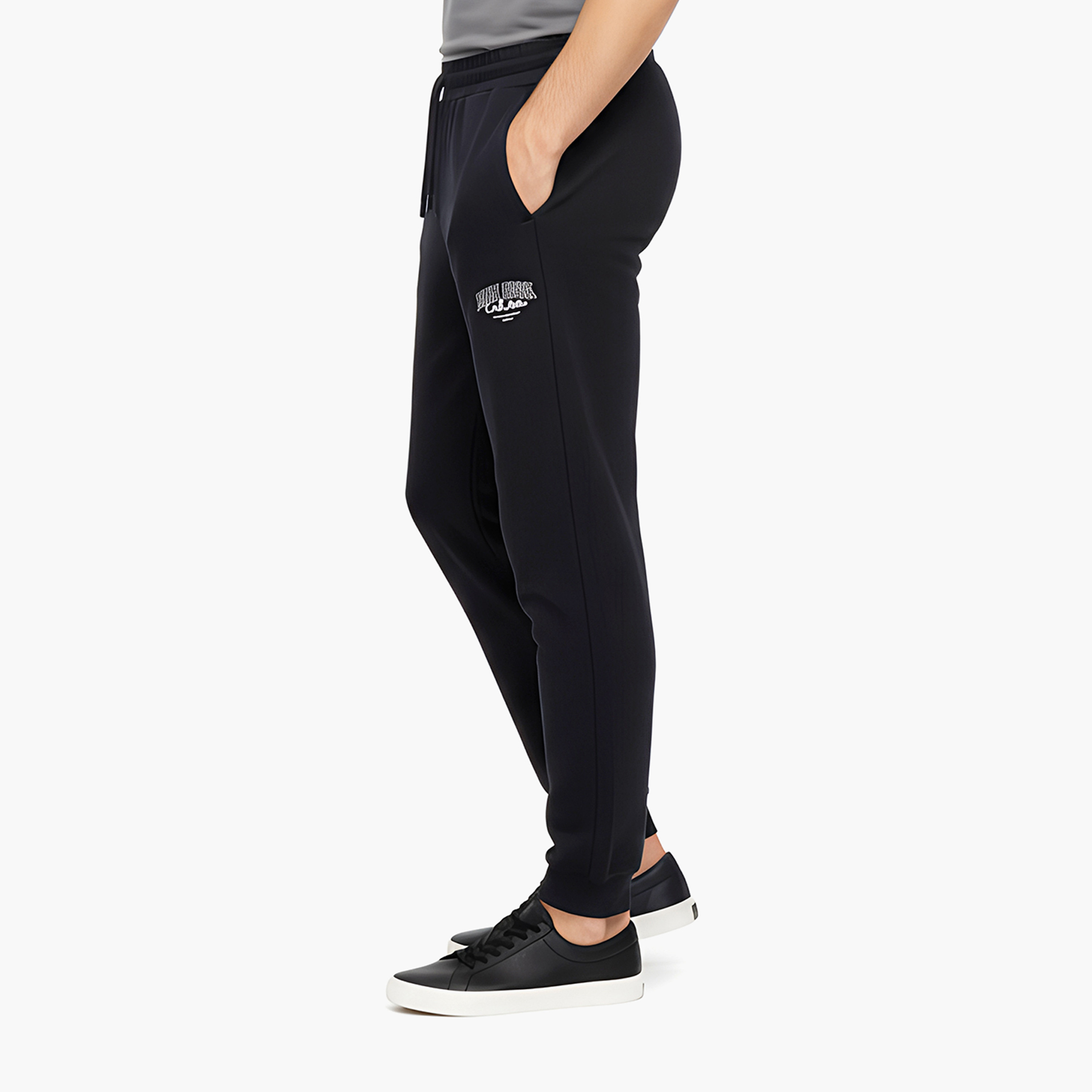 بنطلون رياضي (جوغر) رجالي جاك آند جونز سادة برباط شد وخصر متوسط الارتفاع-men-clothing-bottoms-joggers-image-3