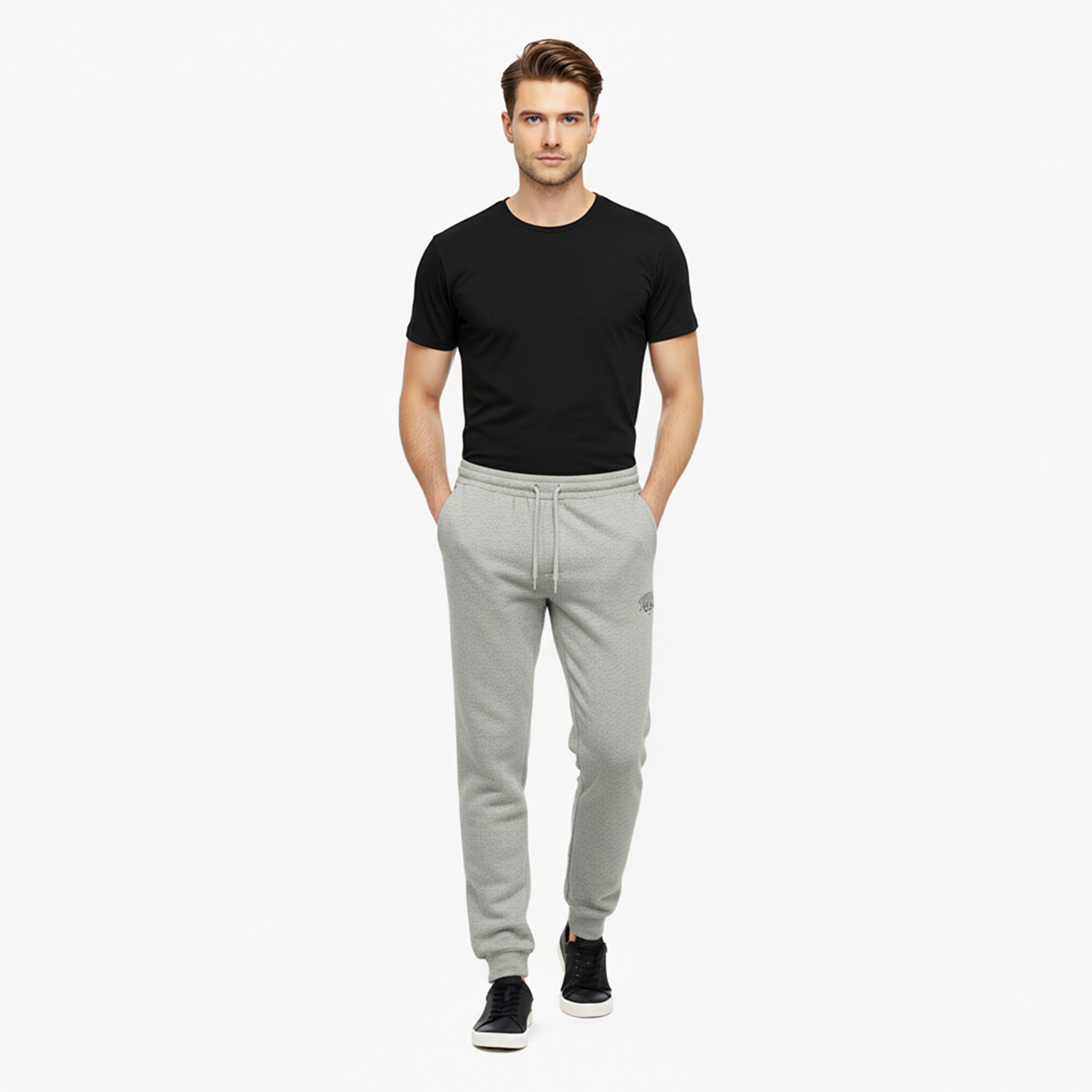 بنطلون رياضي (جوغر) رجالي جاك آند جونز سادة برباط شد وخصر متوسط الارتفاع-men-clothing-bottoms-joggers-image-6