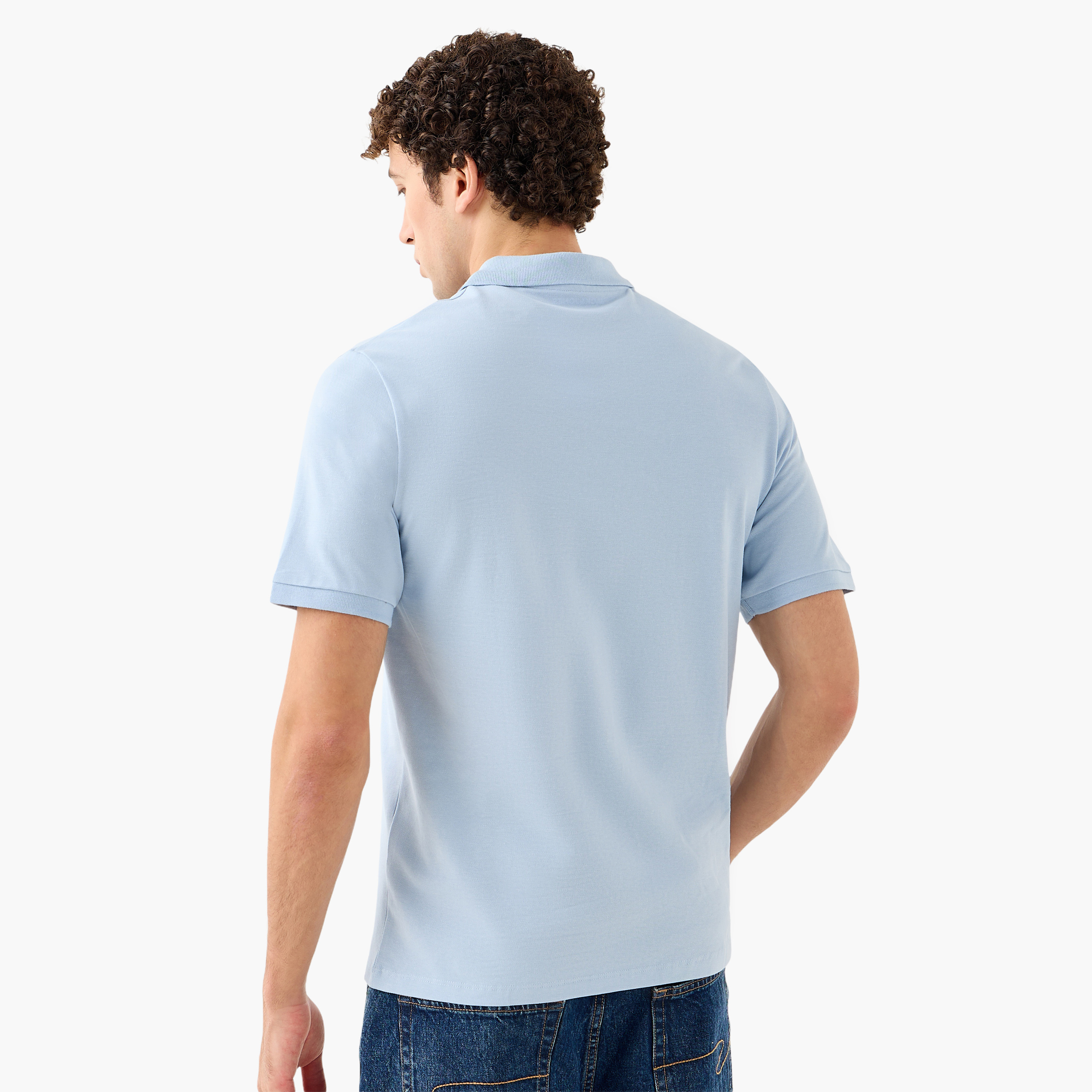 تيشيرت بولو سادة بأكمام قصيرة وياقة دائرية من جاك آند جونز-men-clothing-tshirtsandpolos-polos-image-3
