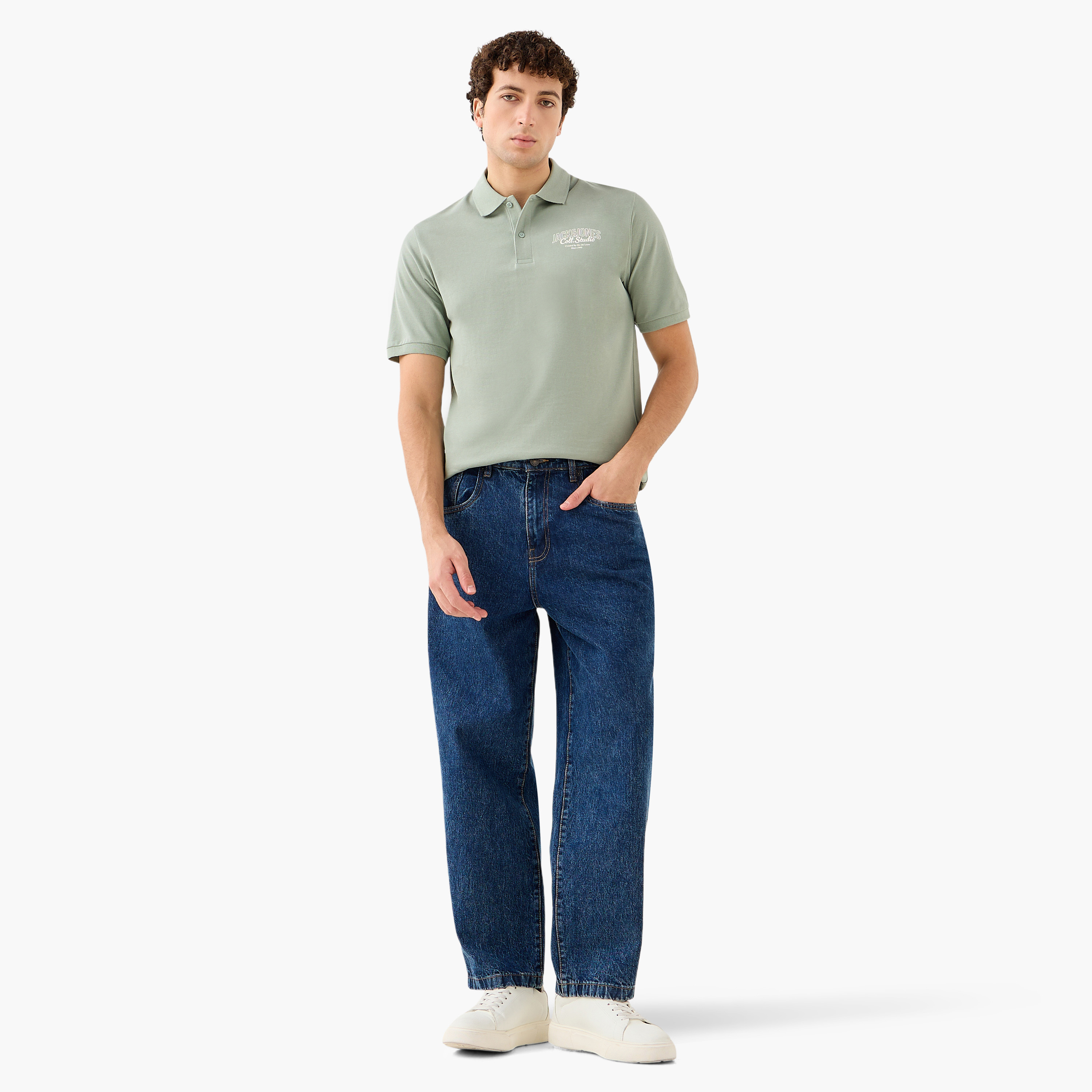 تيشيرت بولو سادة بأكمام قصيرة وياقة دائرية من جاك آند جونز-men-clothing-tshirtsandpolos-polos-image-7
