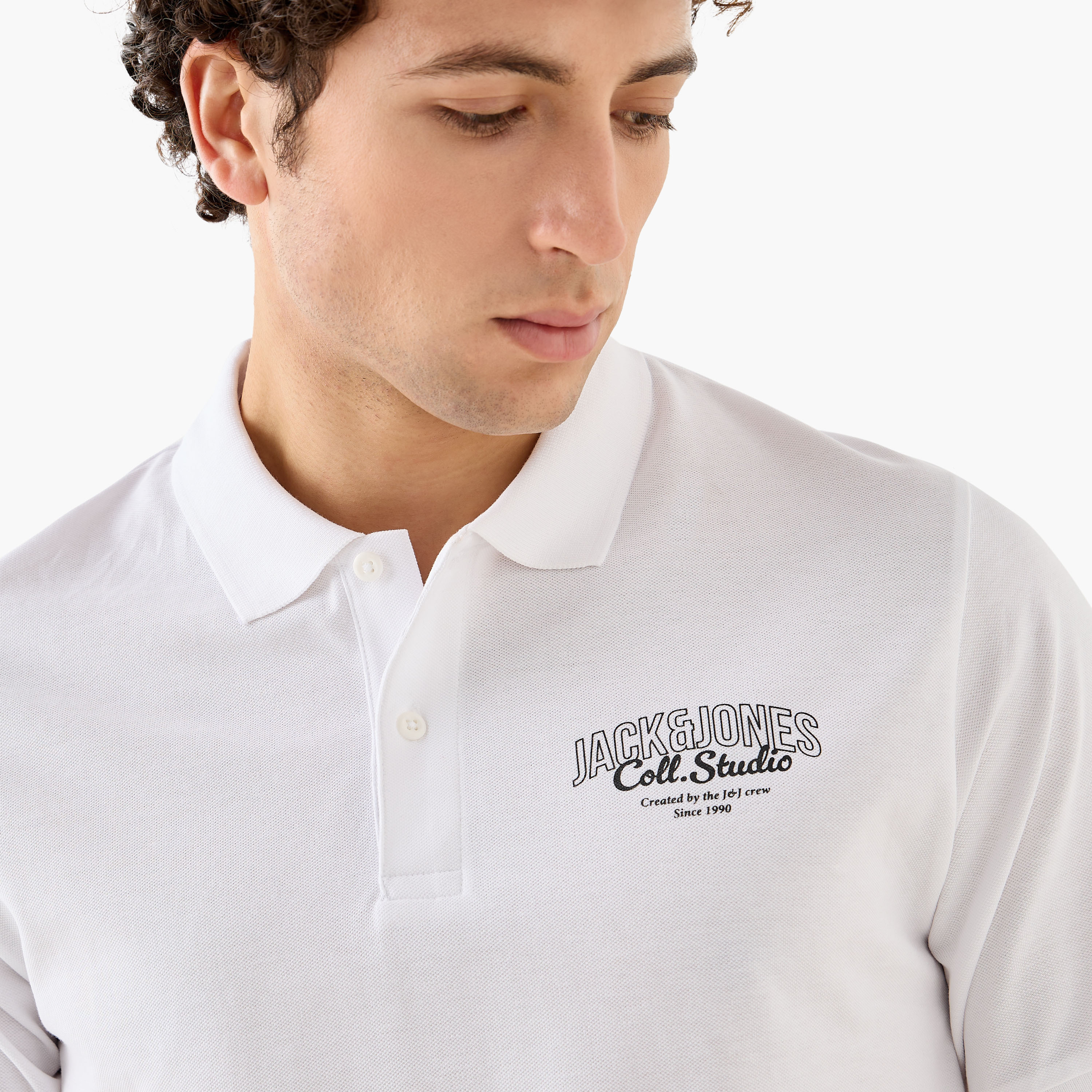 تيشيرت بولو سادة بأكمام قصيرة وياقة دائرية من جاك آند جونز-men-clothing-tshirtsandpolos-polos-image-19