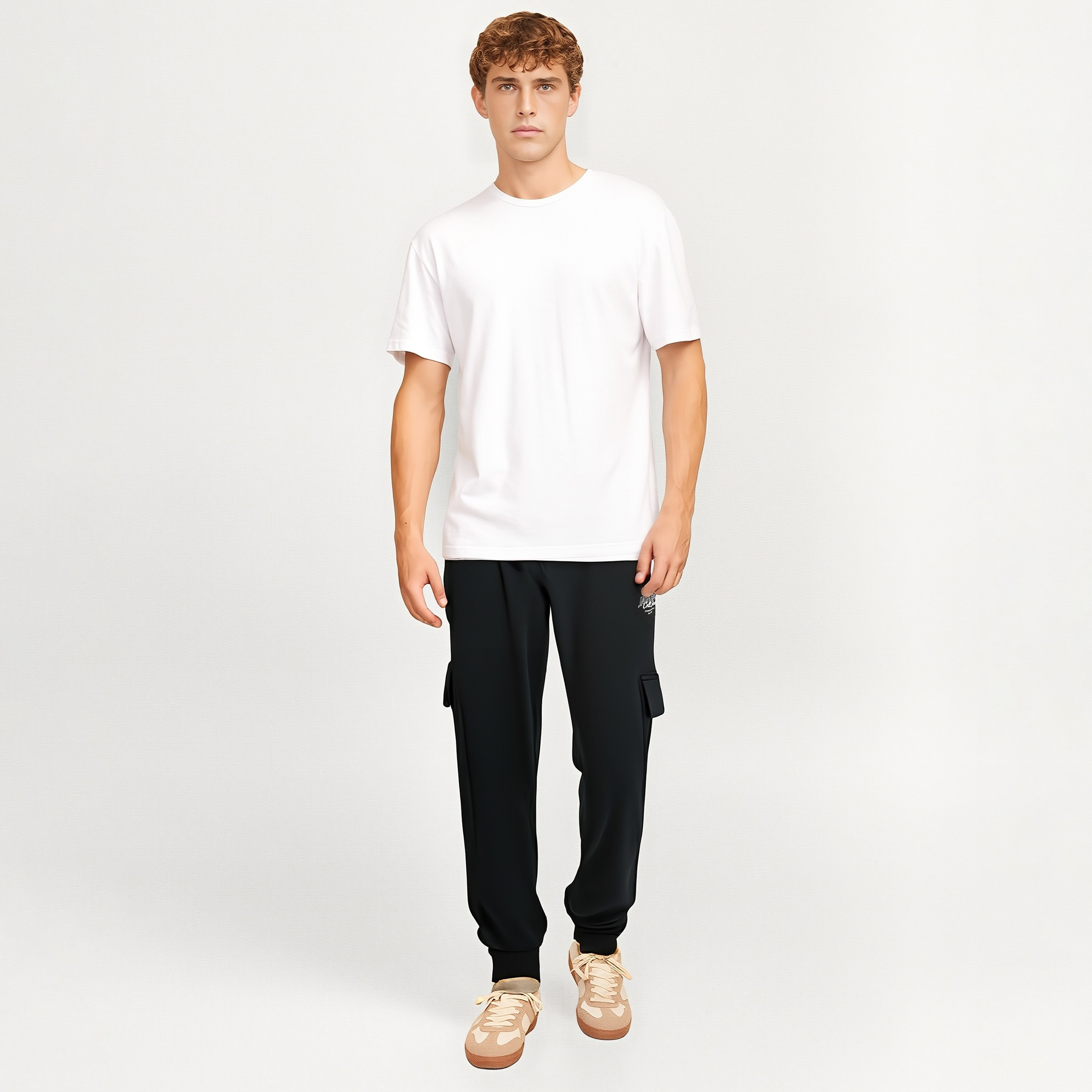 بنطلون رياضي رجالي سادة بخصر متوسط الارتفاع ورباط سحب من جاك ان جونز-men-clothing-bottoms-joggers-image-2