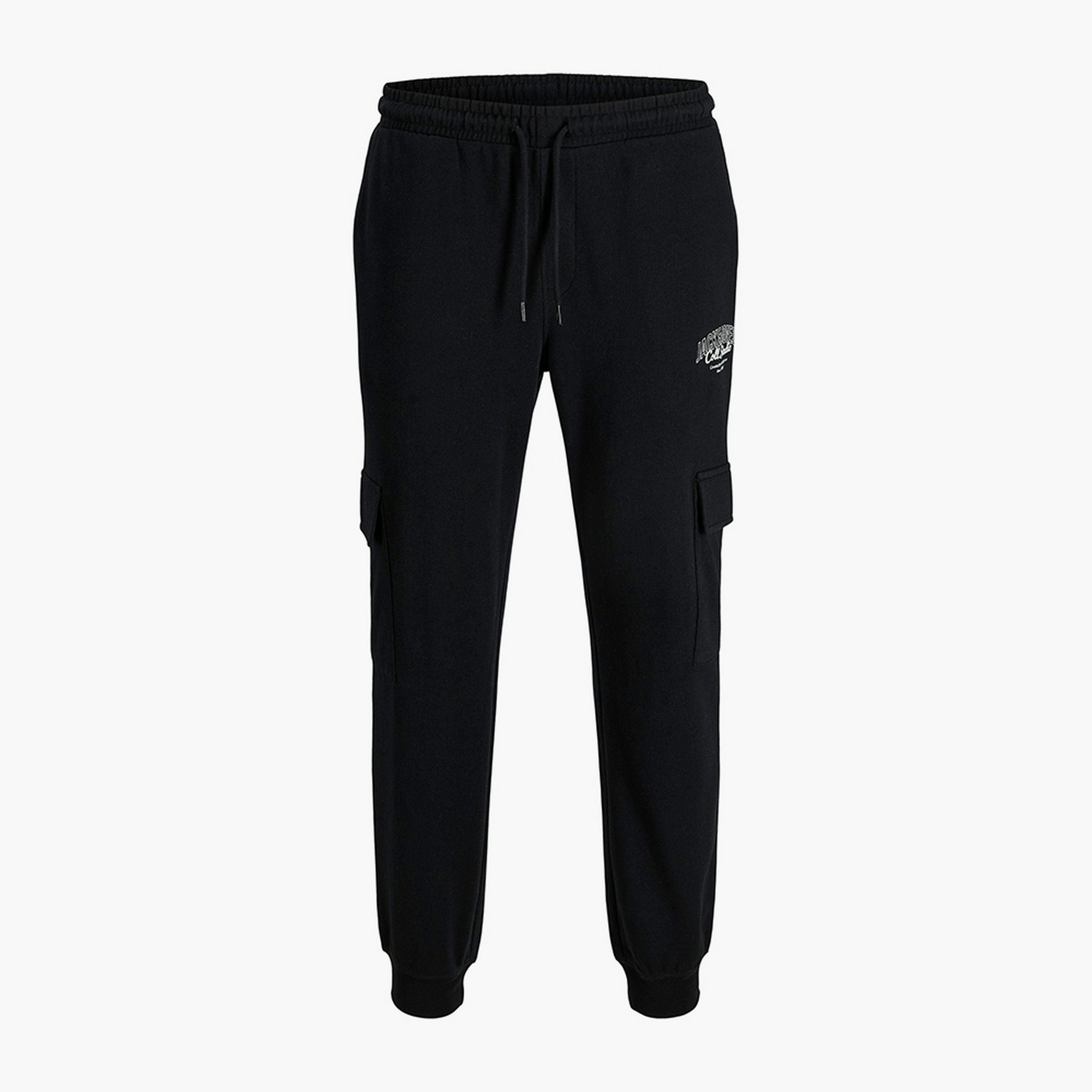 بنطلون رياضي رجالي سادة بخصر متوسط الارتفاع ورباط سحب من جاك ان جونز-men-clothing-bottoms-joggers-image-5