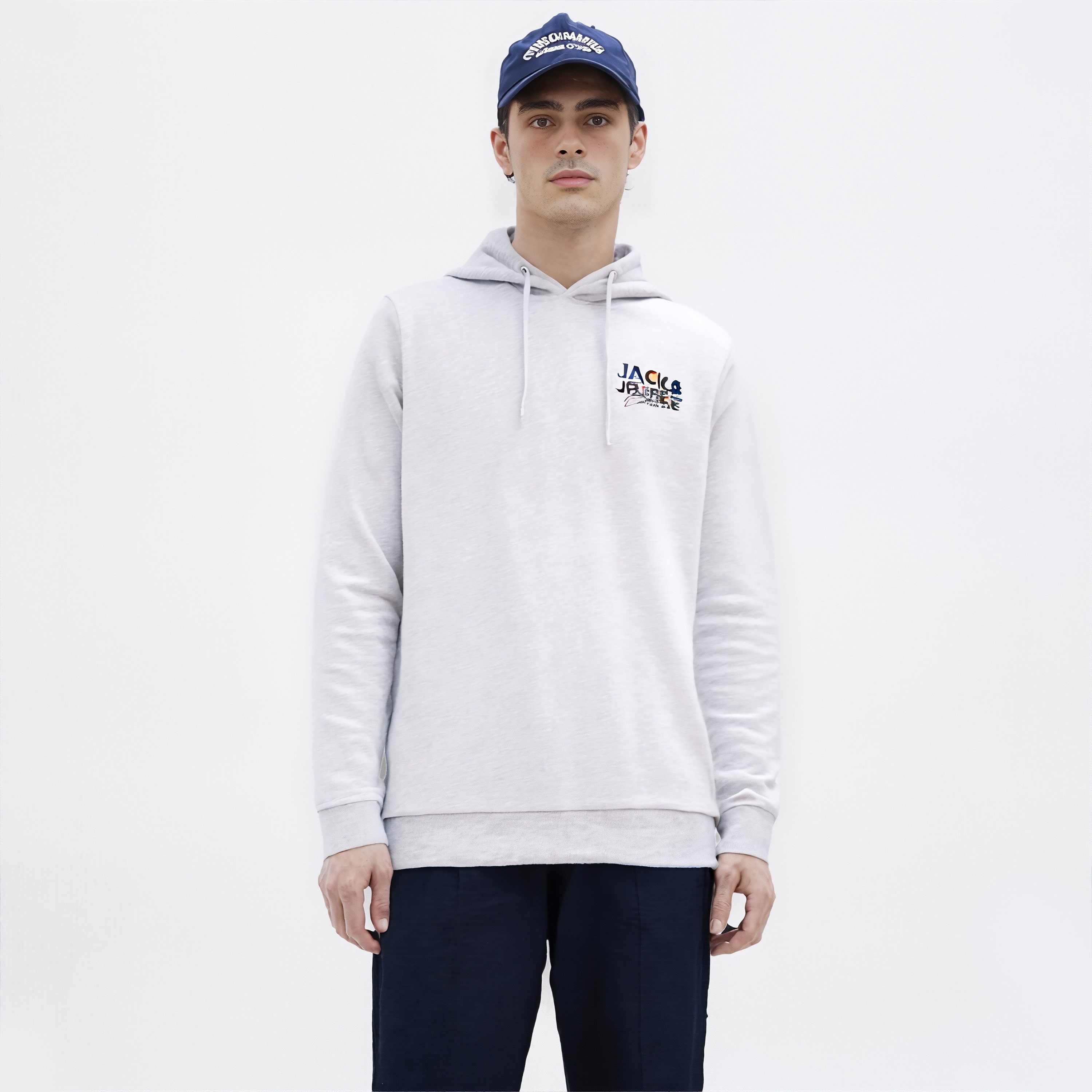 Jack & Jones Heather Hooded Neck Long Sleeves Men's Sweatshirt-men-winterwear-hoodiesandsweatshirts-image-1