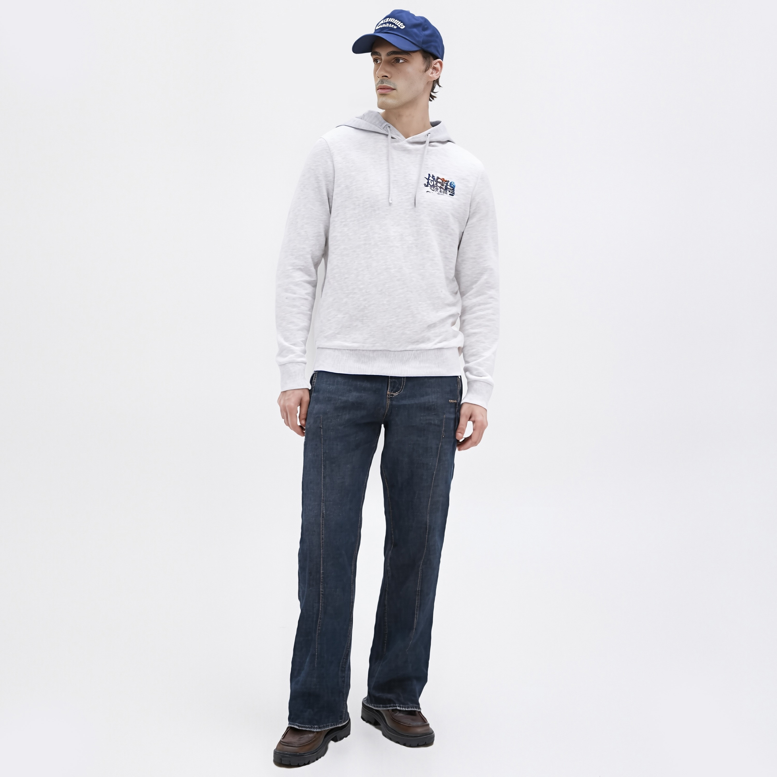 Jack & Jones Heather Hooded Neck Long Sleeves Men's Sweatshirt-men-winterwear-hoodiesandsweatshirts-image-2