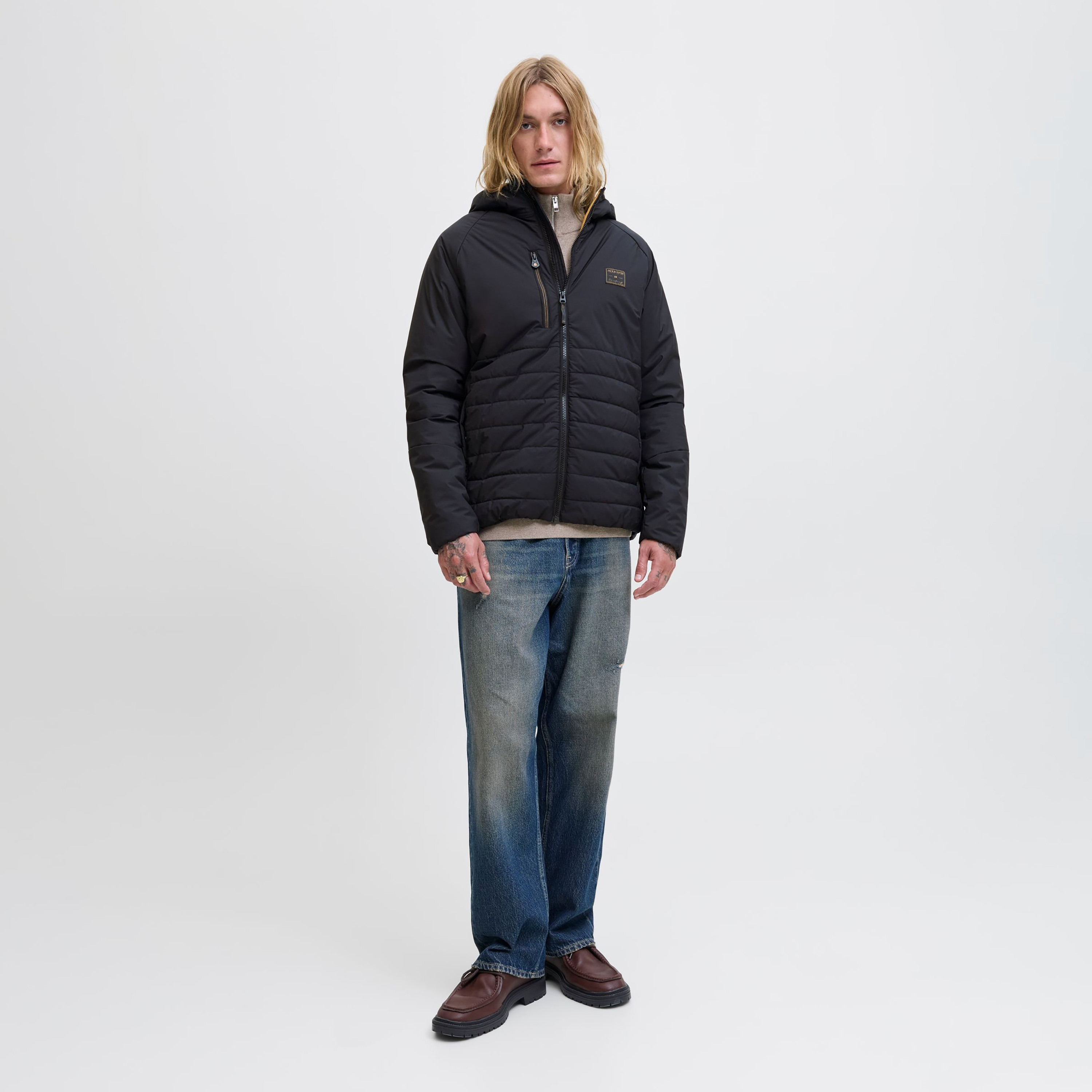Jack & Jones Plain Hooded Neck Long Sleeves Men's Puffer Jacket-men-clothing-jacketsandblazers-jackets-image-2
