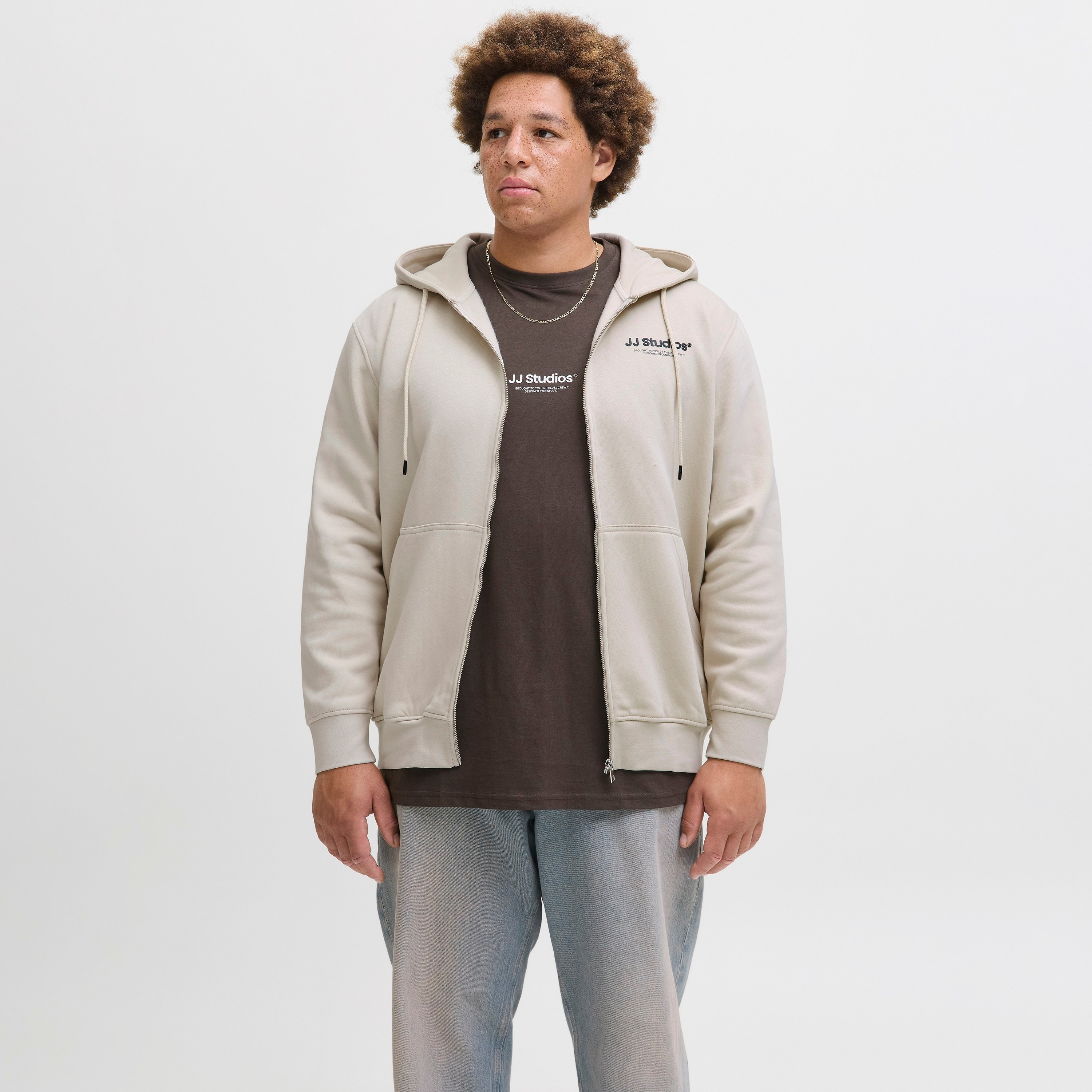 Jack & Jones Plus Size Plain Men's Zip-Up Hoodie-men-winterwear-hoodiesandsweatshirts-image-1