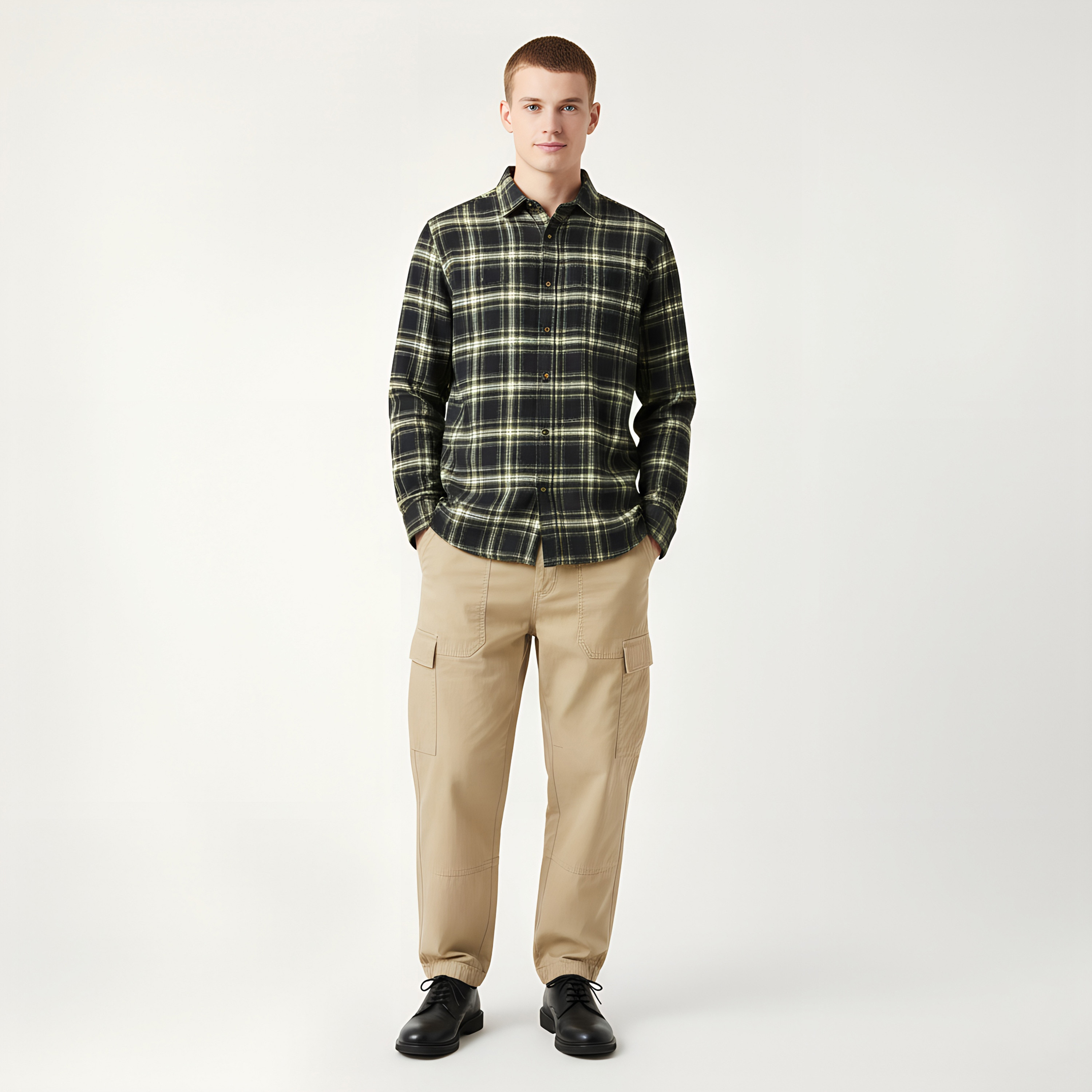 Jack & Jones Regular Fit Checked Collared Long Sleeves Men's Shirt-men-clothing-shirts-image-2