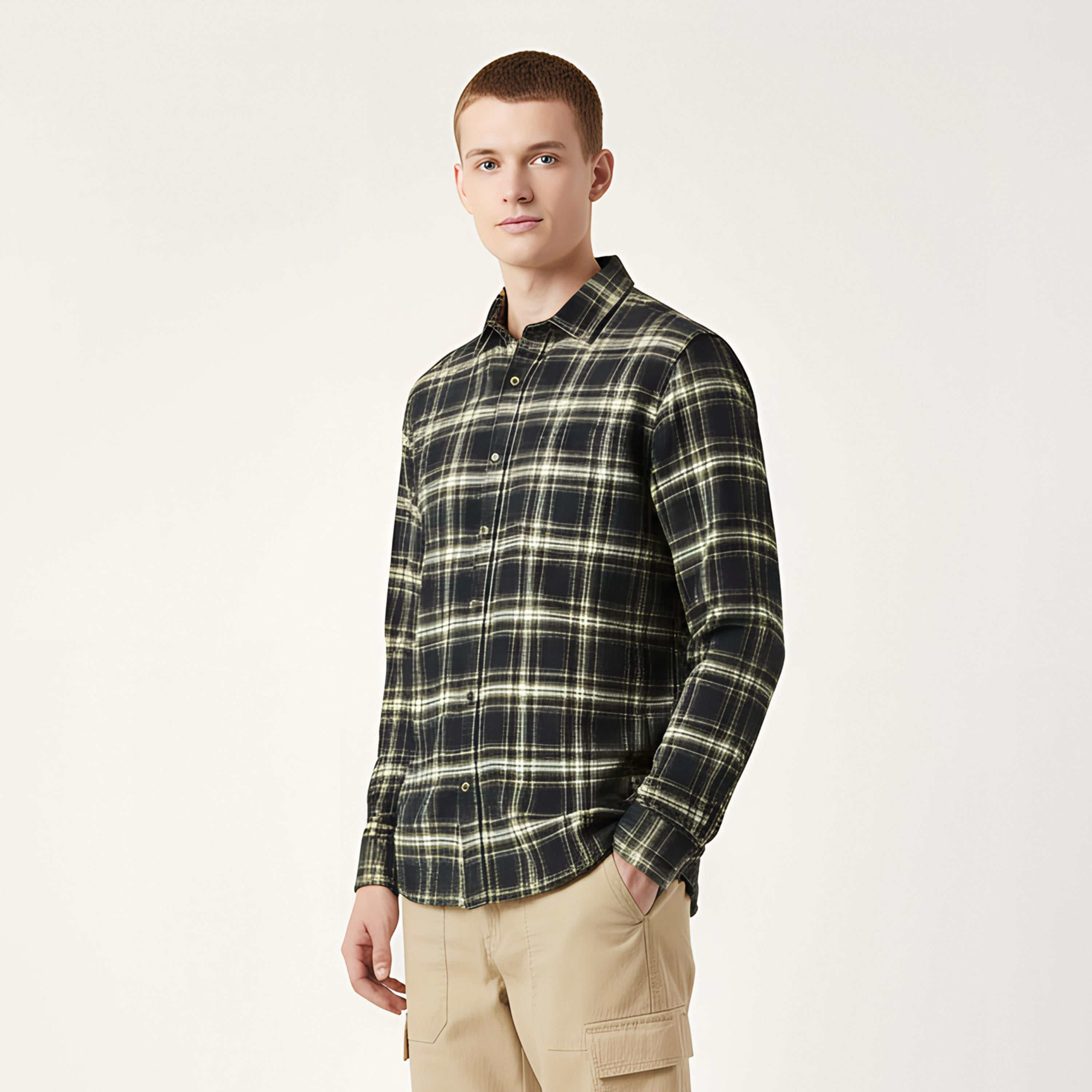 Jack & Jones Regular Fit Checked Collared Long Sleeves Men's Shirt-men-clothing-shirts-image-3