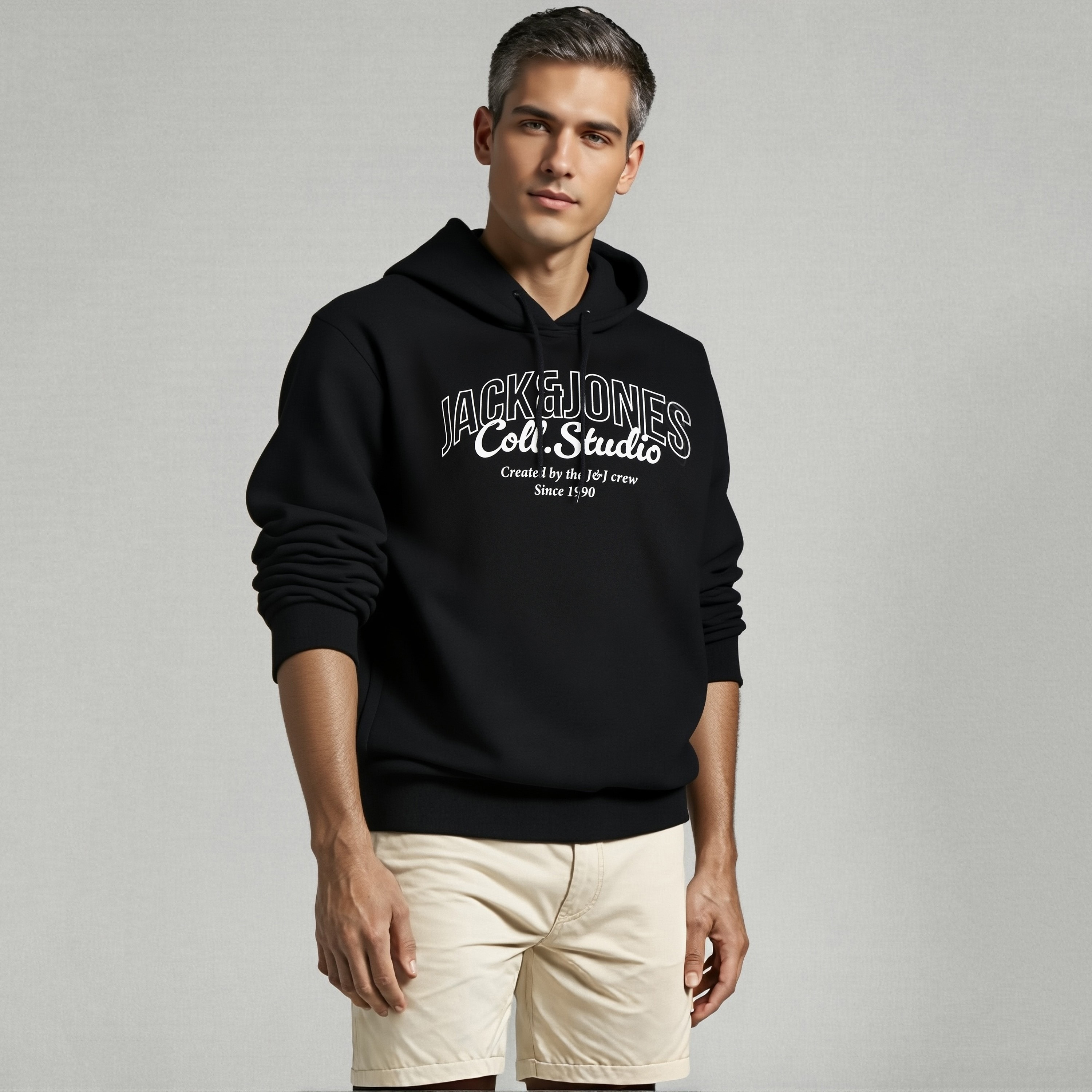 سويتشيرت رجالي بأكمام طويلة وقلنسوة بطبعة كتابة بلص من جاك اند جونز-men-winterwear-hoodiesandsweatshirts-image-1