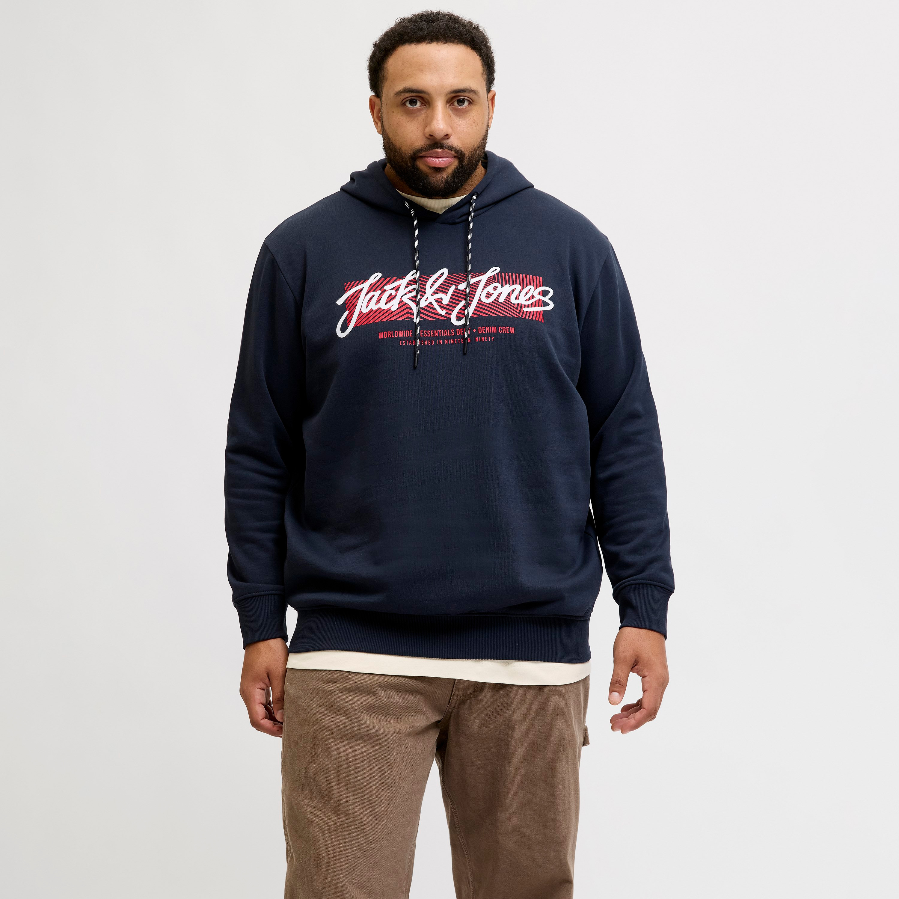 Jack & Jones Plus Size Logo Printed Long Sleeves Men's Hoodie-men-winterwear-hoodiesandsweatshirts-image-1
