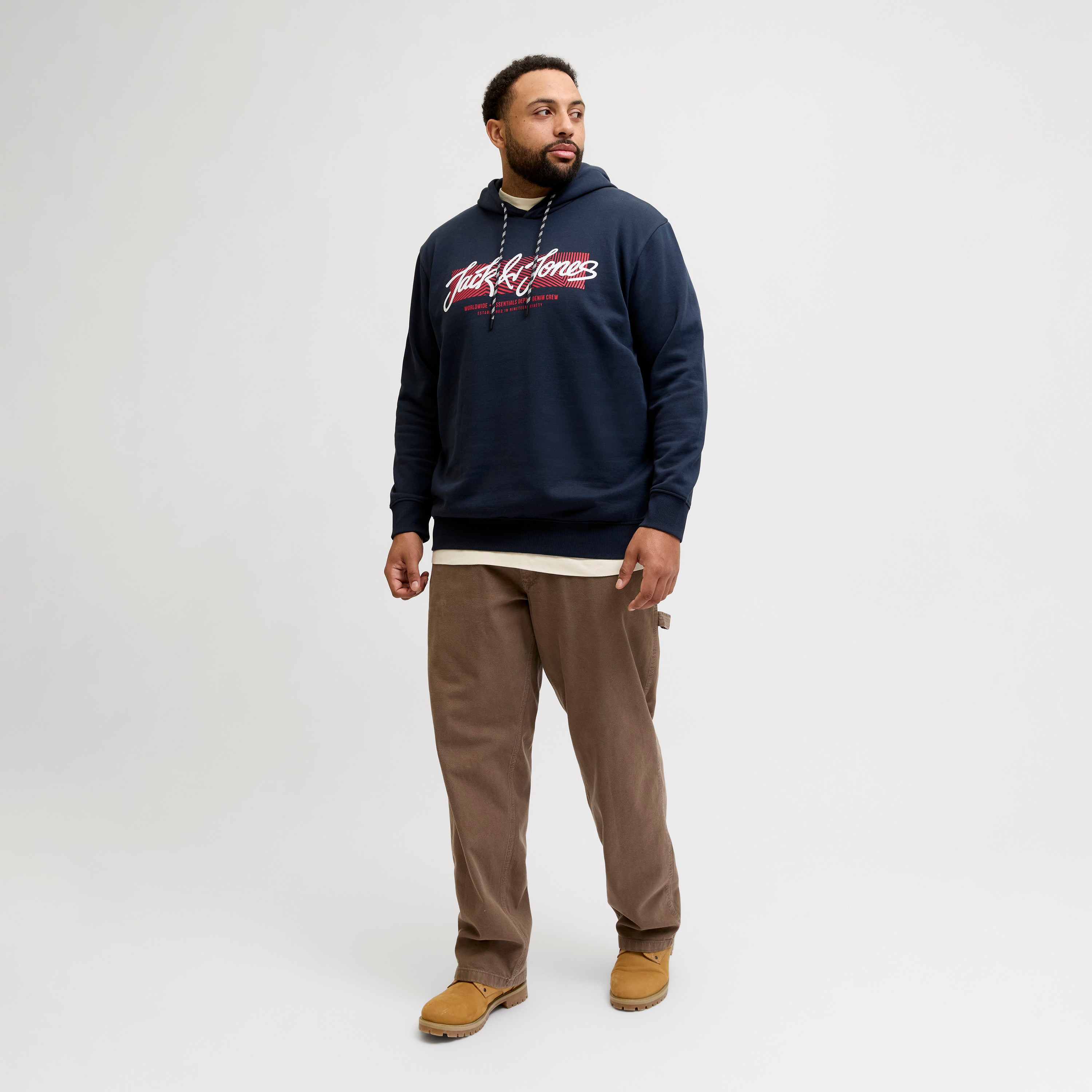 Jack & Jones Plus Size Logo Printed Long Sleeves Men's Hoodie-men-winterwear-hoodiesandsweatshirts-image-2