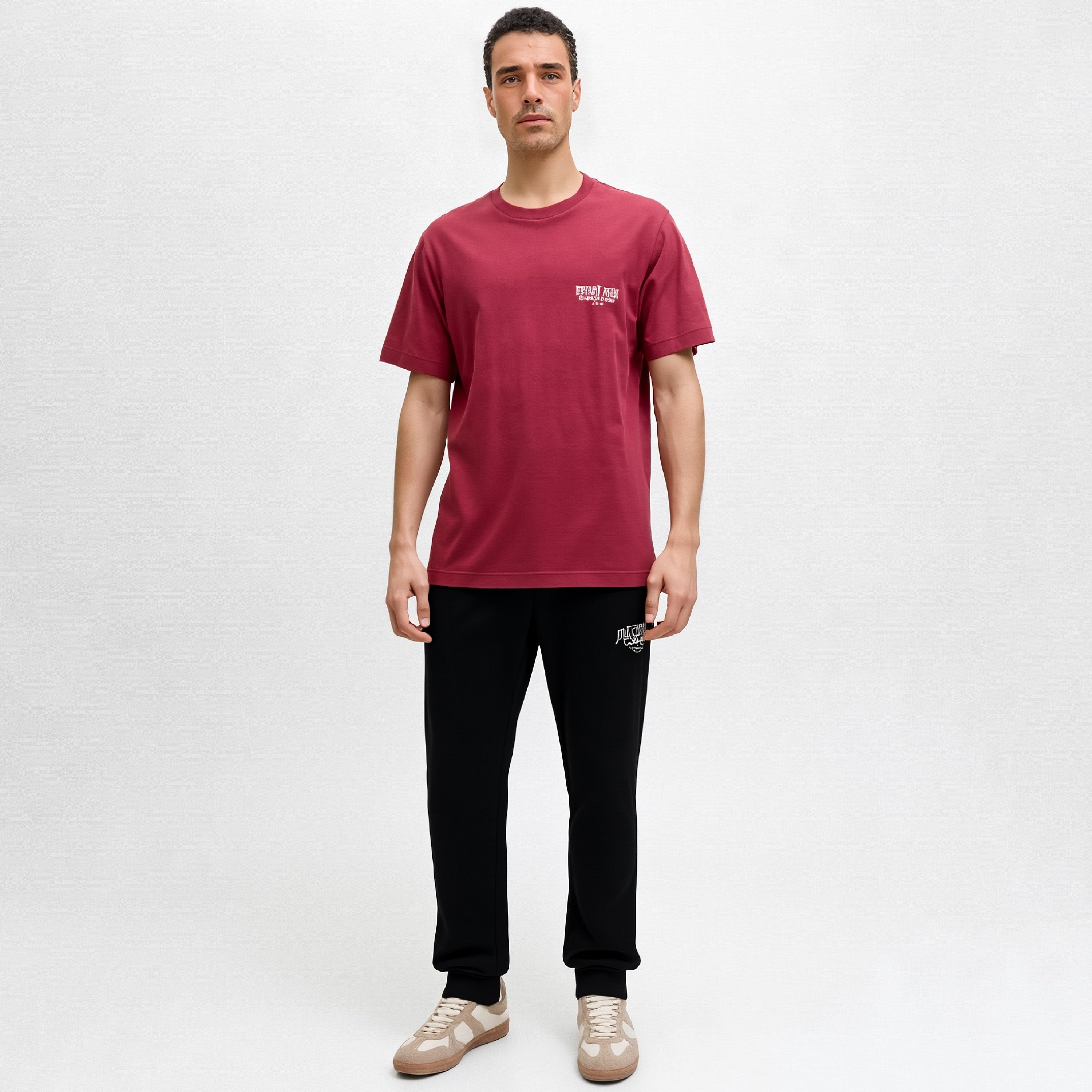 بنطلون رياضي رجالي سادة بخصر متوسط الارتفاع ورباط سحب من جاك ان جونز-men-clothing-bottoms-joggers-image-2