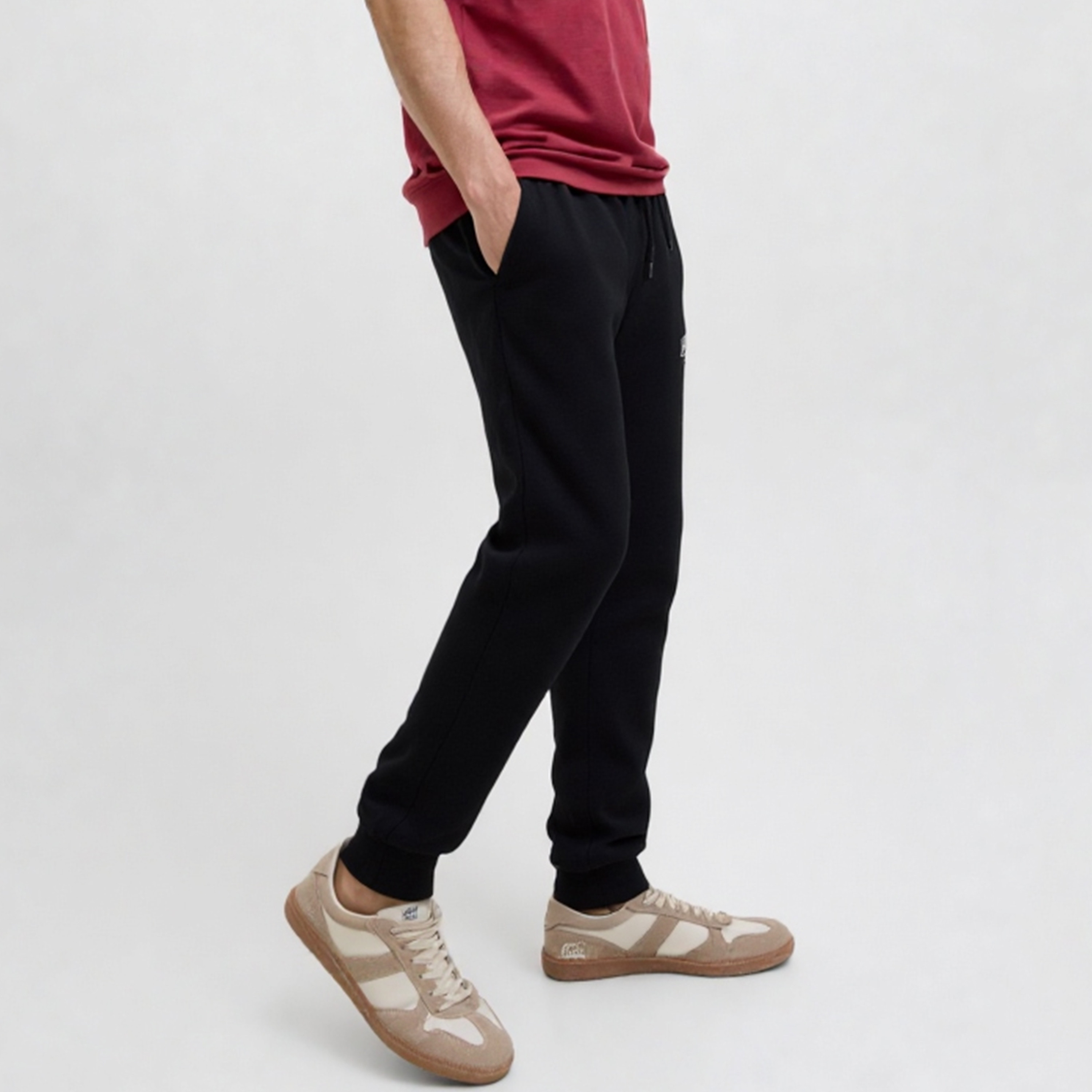 Jack & Jones Plain Mid-Rise Drawstring Men's Track Pants-men-clothing-bottoms-joggers-image-3