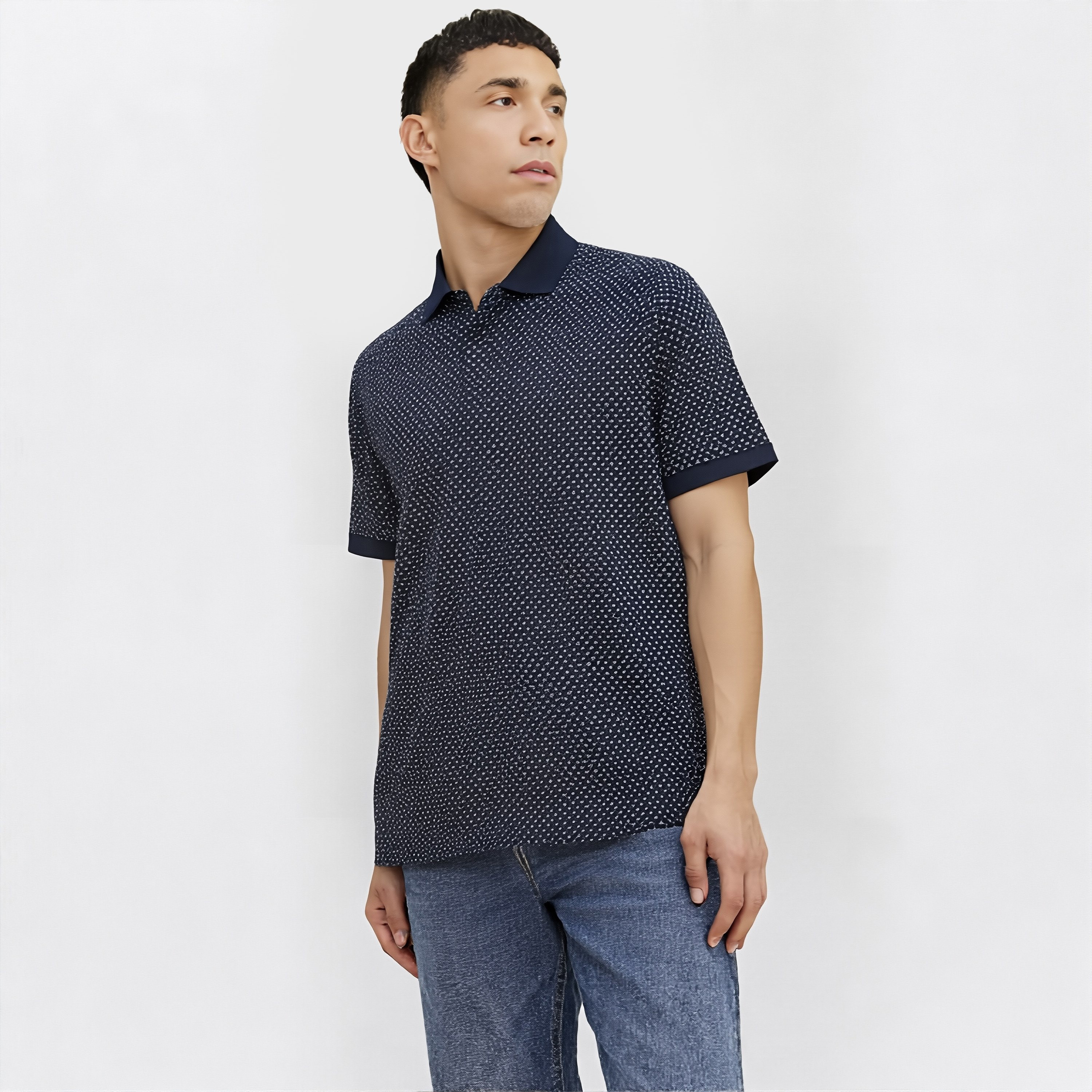 تيشيرت بولو رجالي مطبوع بياقة وأكمام قصيرة من جاك ان جونز-men-clothing-tshirtsandpolos-polos-image-4