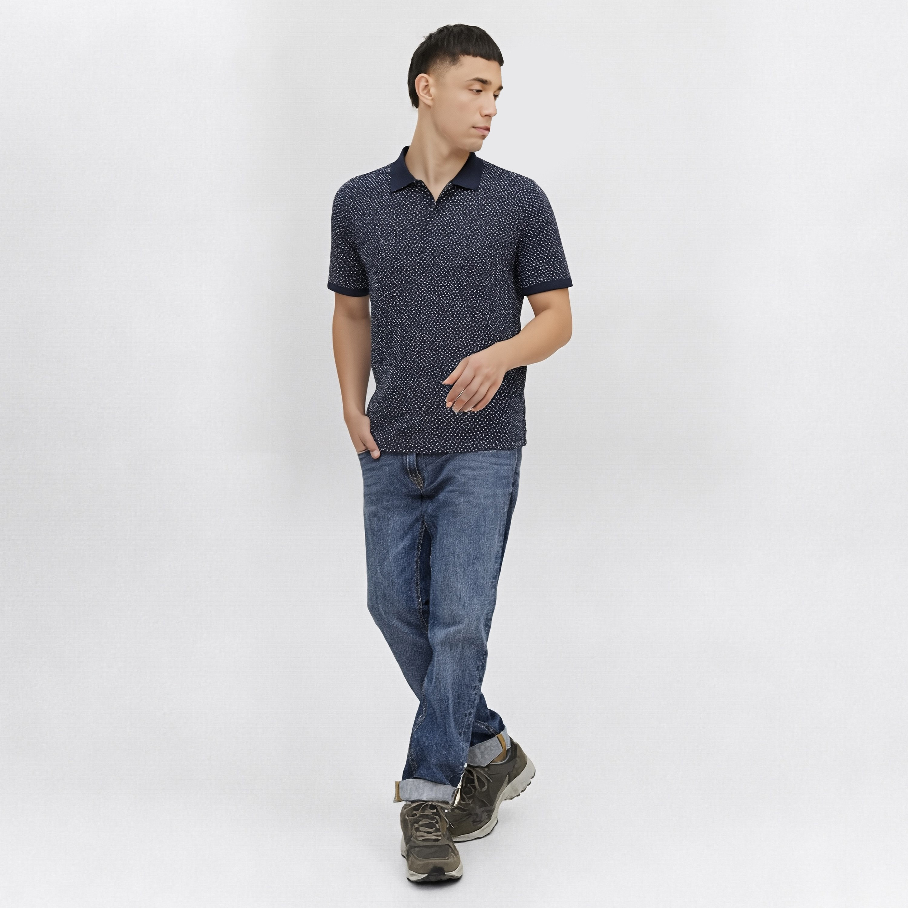 تيشيرت بولو رجالي مطبوع بياقة وأكمام قصيرة من جاك ان جونز-men-clothing-tshirtsandpolos-polos-image-5