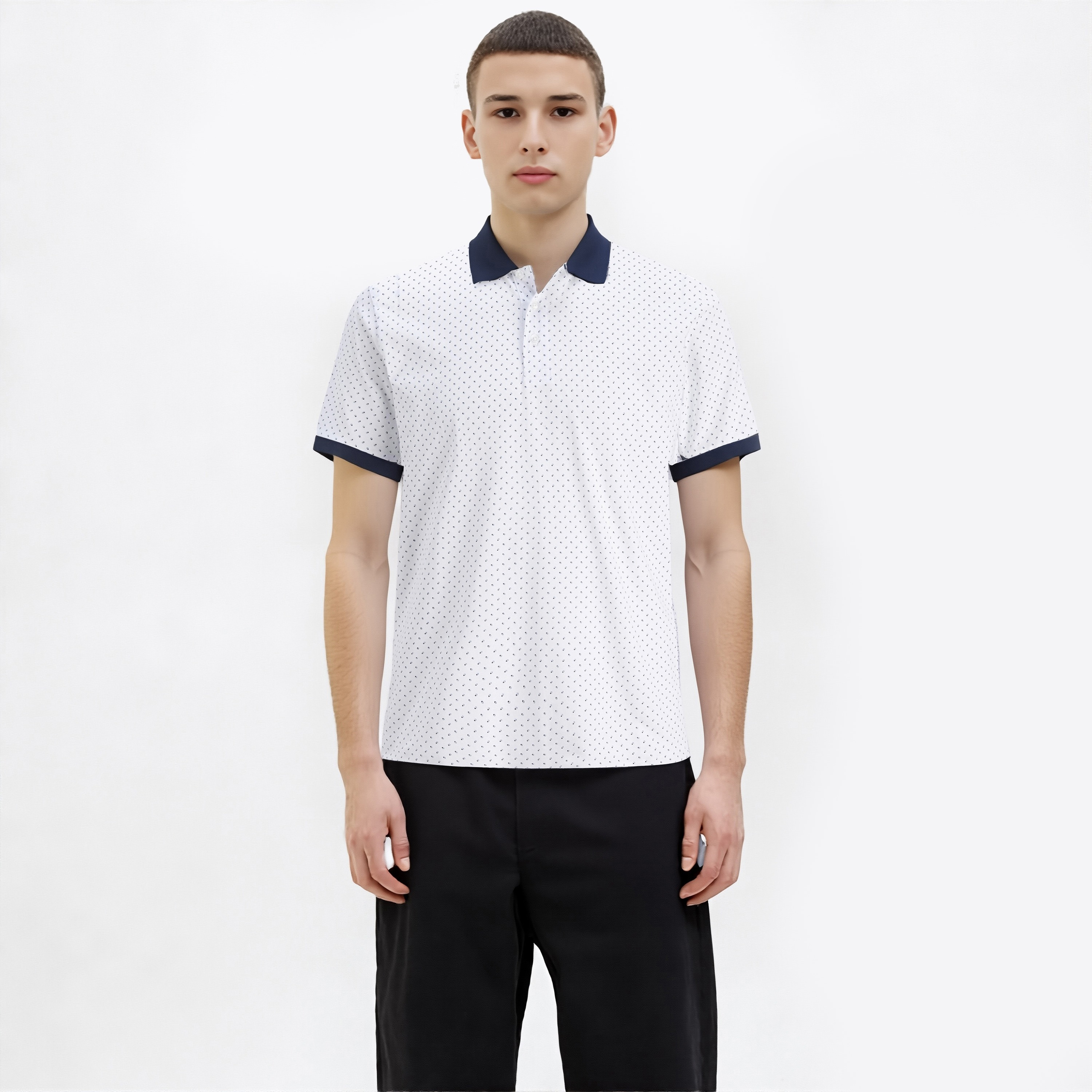 تيشيرت بولو رجالي مطبوع بياقة وأكمام قصيرة من جاك ان جونز-men-clothing-tshirtsandpolos-polos-image-1