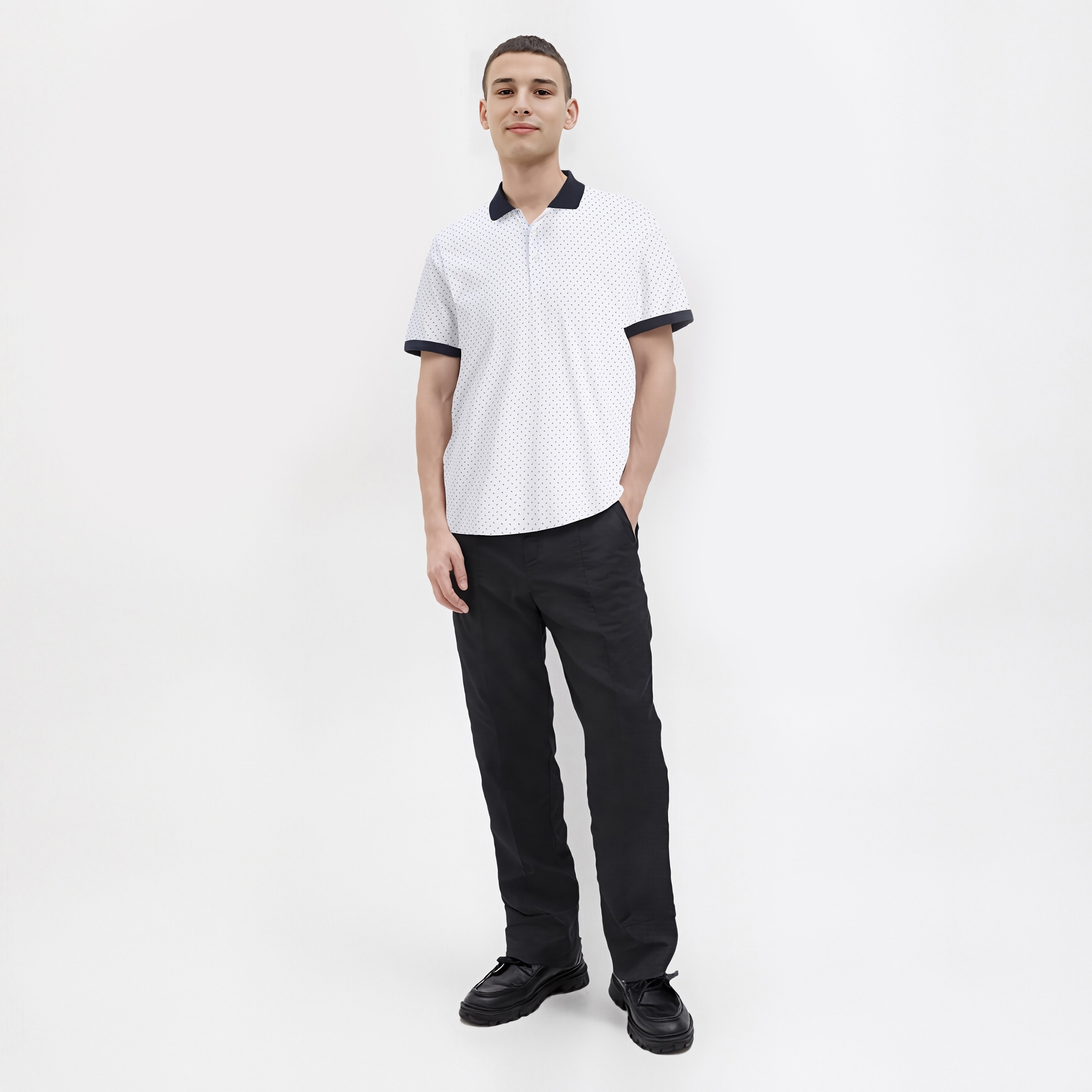 تيشيرت بولو رجالي مطبوع بياقة وأكمام قصيرة من جاك ان جونز-men-clothing-tshirtsandpolos-polos-image-2