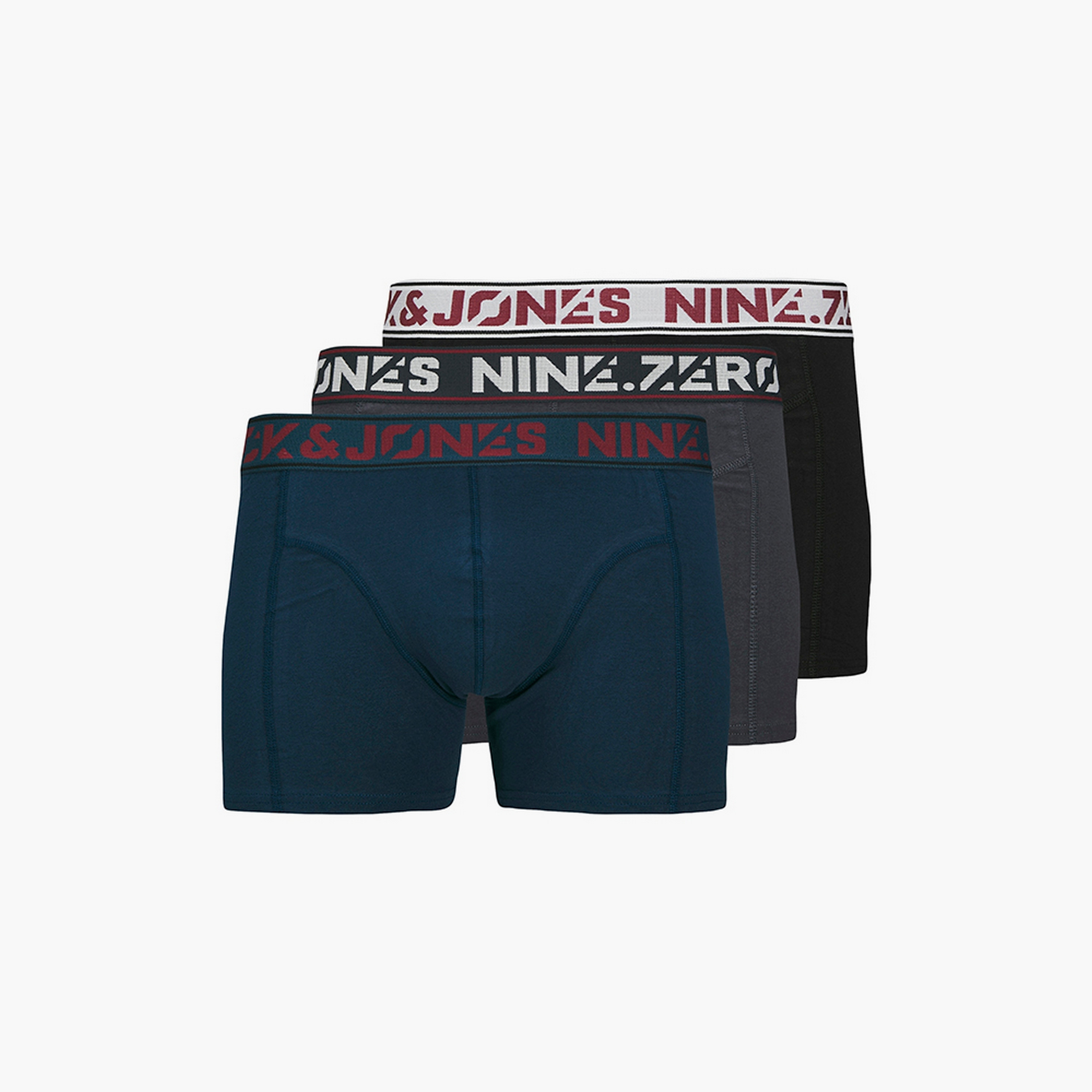 Jack & Jones Pack of 3 Brand Print Waistband Trunks-men-clothing-innerwear-underwear-image-1