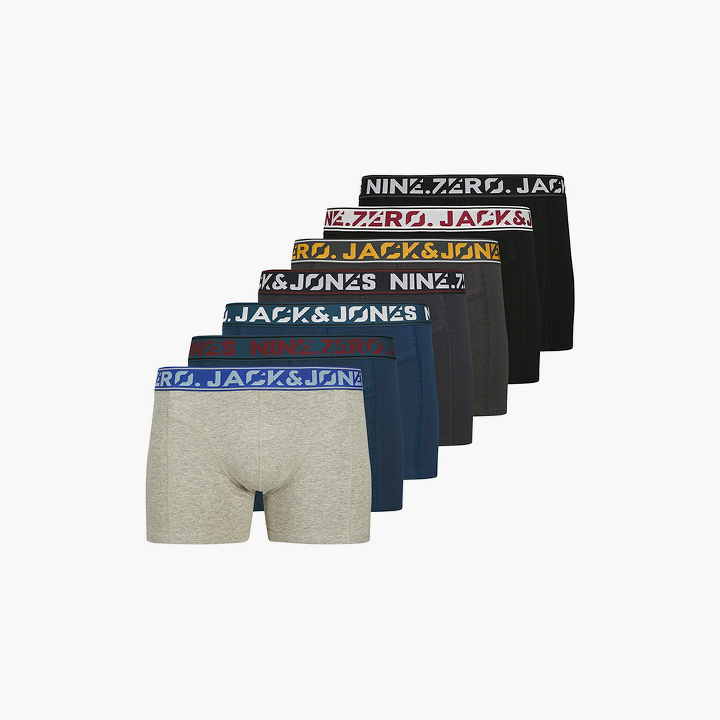 Jack & Jones Pack of 7 Brand Print Waistband Trunks-men-clothing-innerwear-underwear-image-1