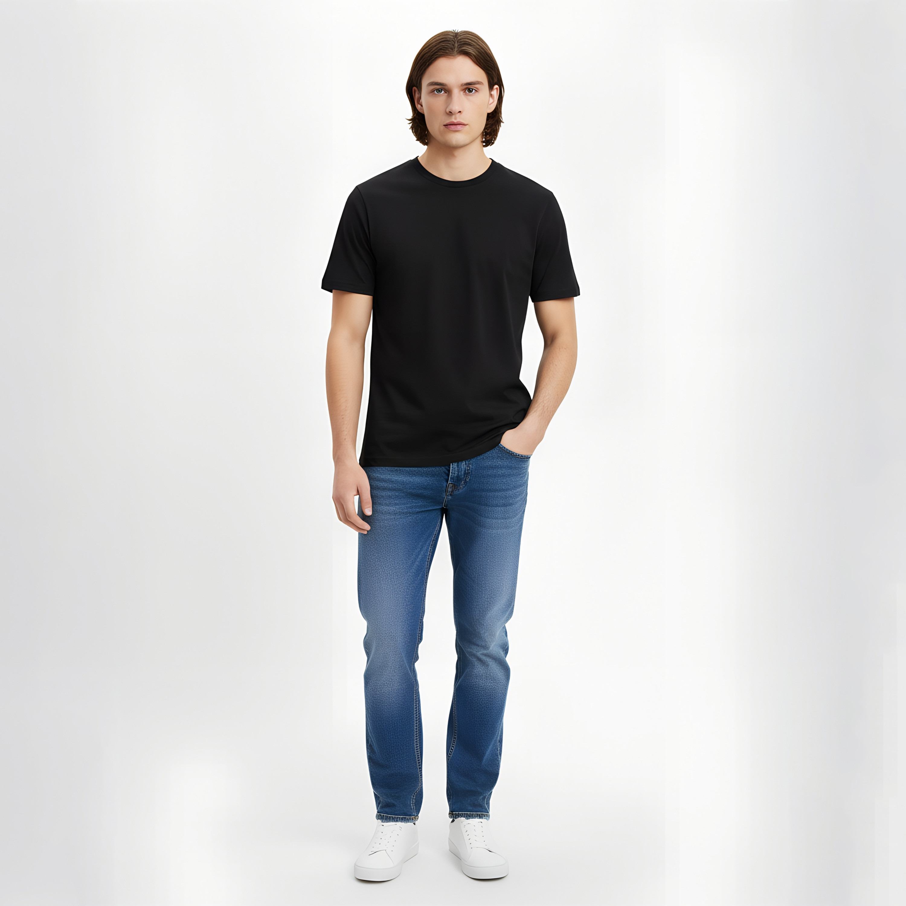 تيشيرت رجالي سادة بياقة دائرية وأكمام قصيرة من جاك ان جونز-men-clothing-tshirtsandpolos-tshirts-image-2