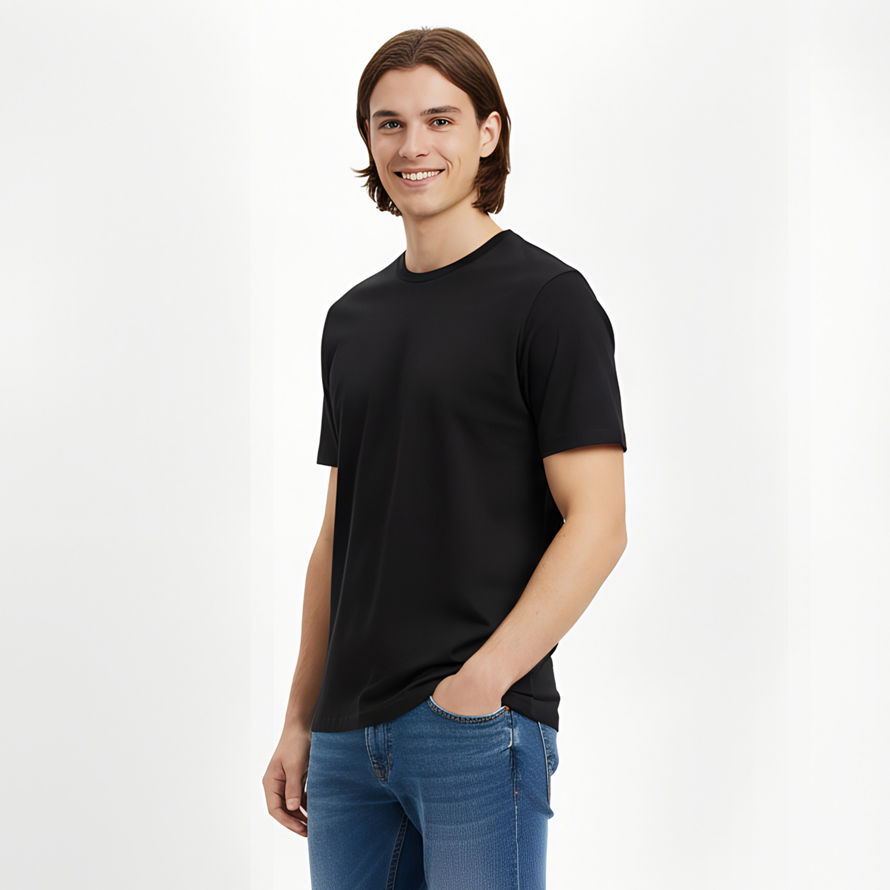 Jack & Jones Plain Crew Neck Short Sleeves Men's T-Shirt-men-clothing-tshirtsandpolos-tshirts-image-3