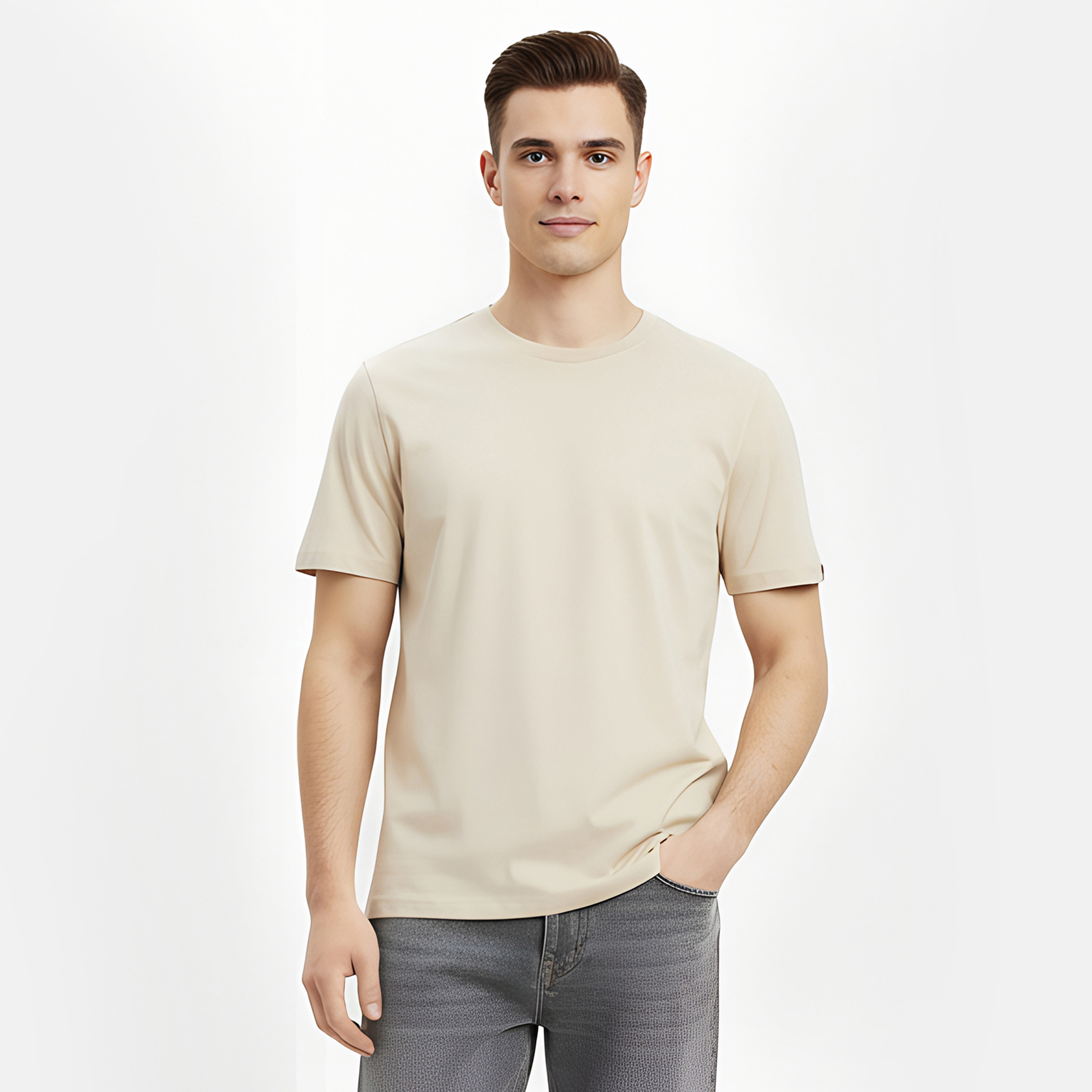 تيشيرت رجالي سادة بياقة دائرية وأكمام قصيرة من جاك ان جونز-men-clothing-tshirtsandpolos-tshirts-image-4