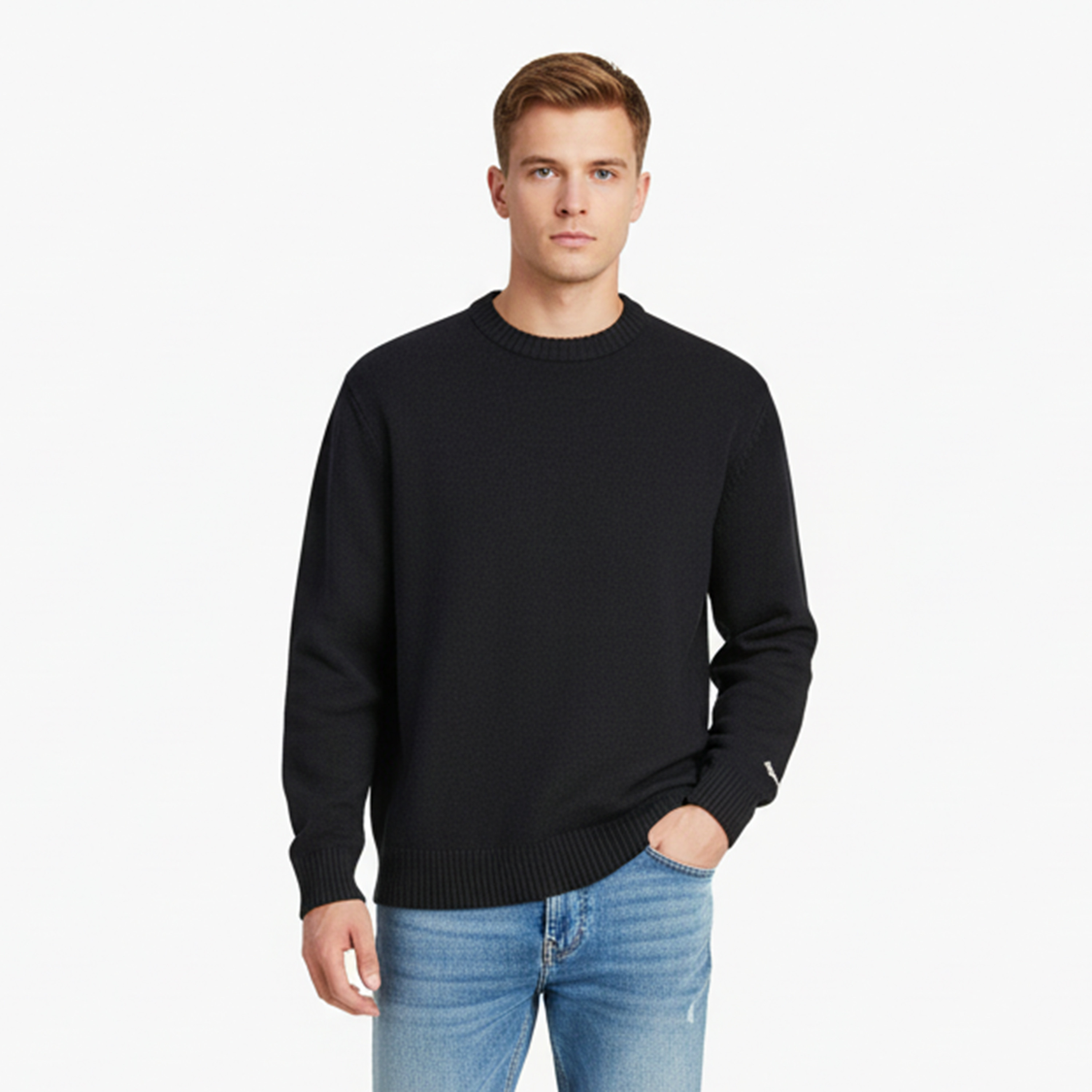 كنزة صوفية (بلوفر) رجالية جاك آند جونز محبوكة بياقة مستديرة وأكمام طويلة-men-clothing-sweatersandpullovers-image-1