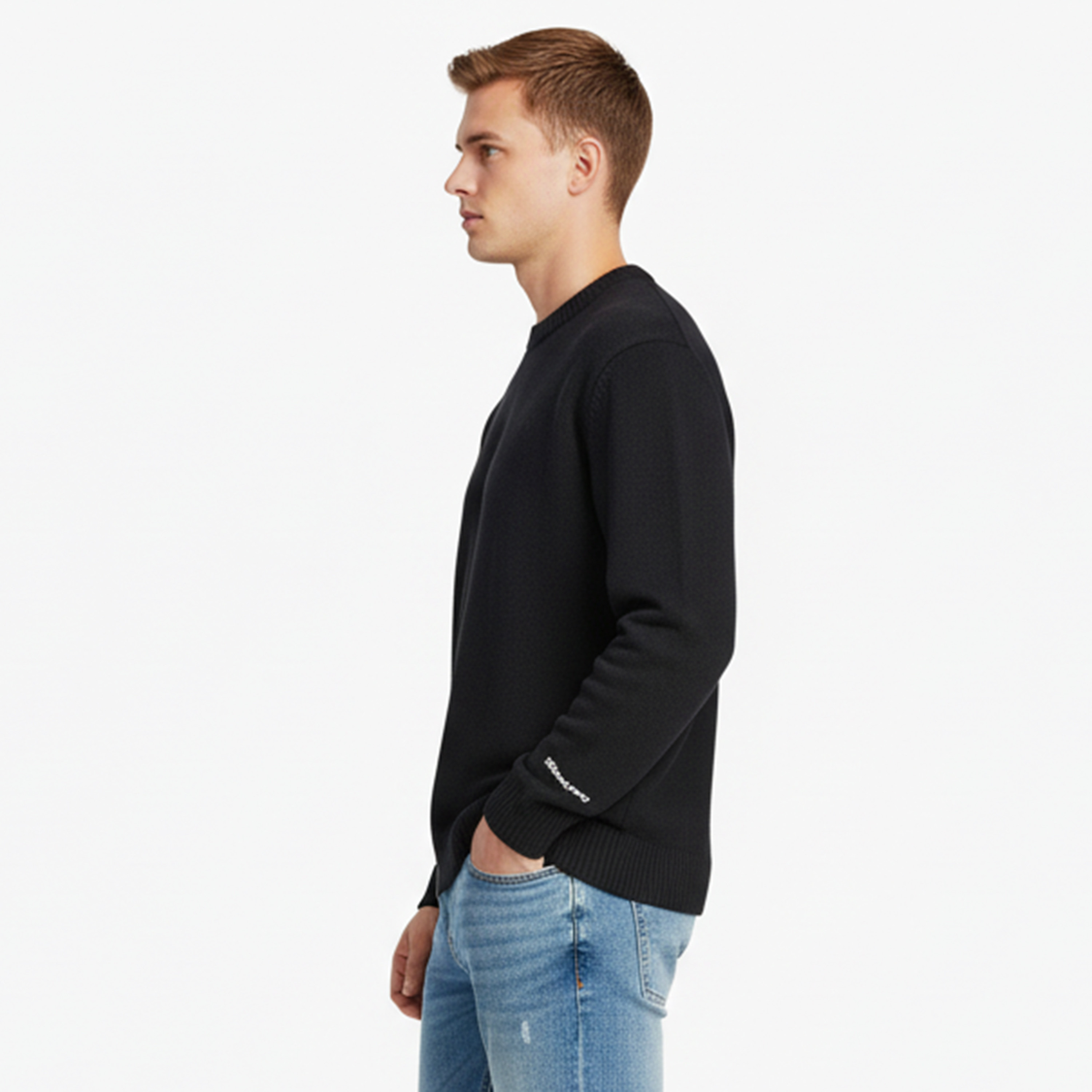 كنزة صوفية (بلوفر) رجالية جاك آند جونز محبوكة بياقة مستديرة وأكمام طويلة-men-clothing-sweatersandpullovers-image-3