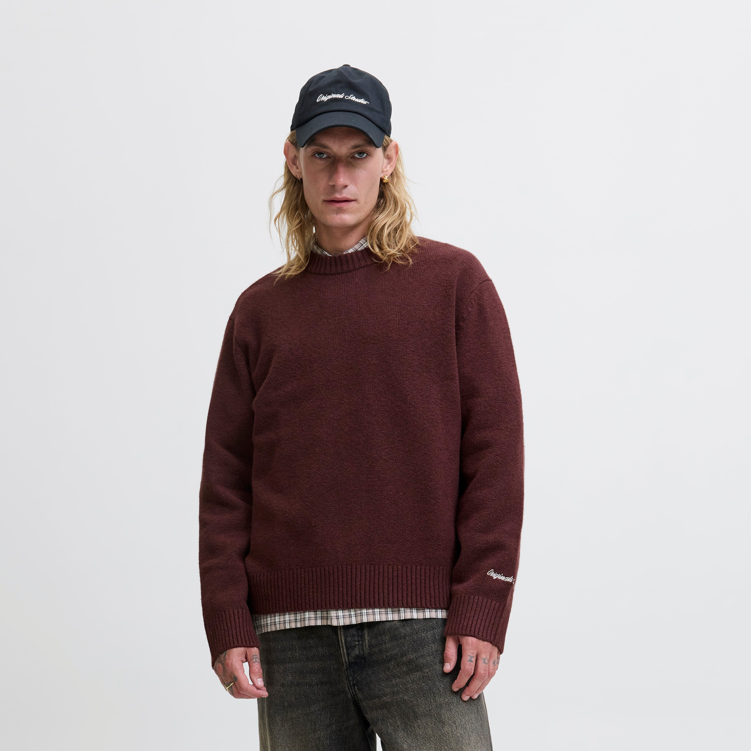كنزة صوفية (بلوفر) رجالية جاك آند جونز محبوكة بياقة مستديرة وأكمام طويلة-men-clothing-sweatersandpullovers-image-4