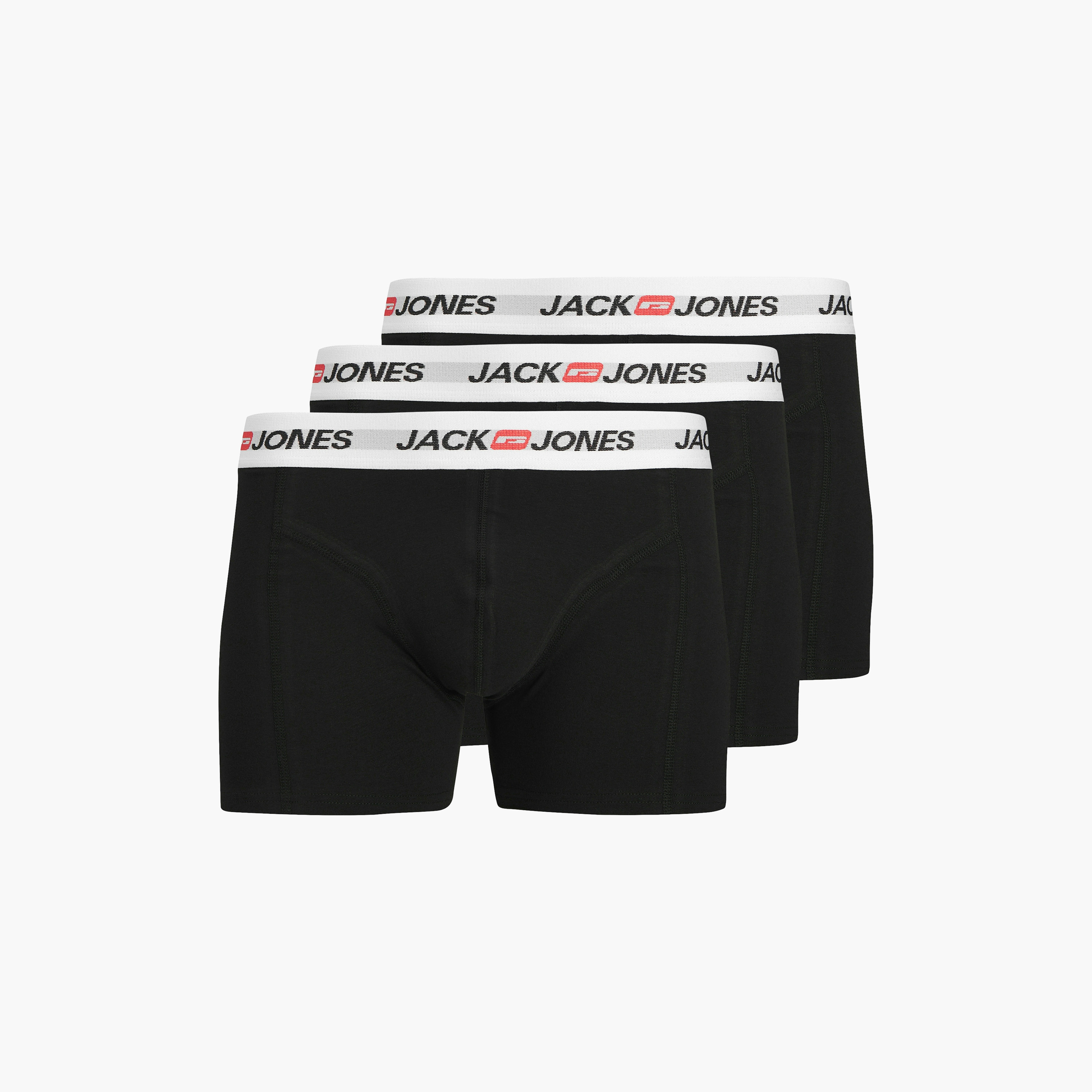 Jack & Jones Pack of 3 Brand Print Waistband Men's Trunks-men-clothing-innerwear-underwear-image-1