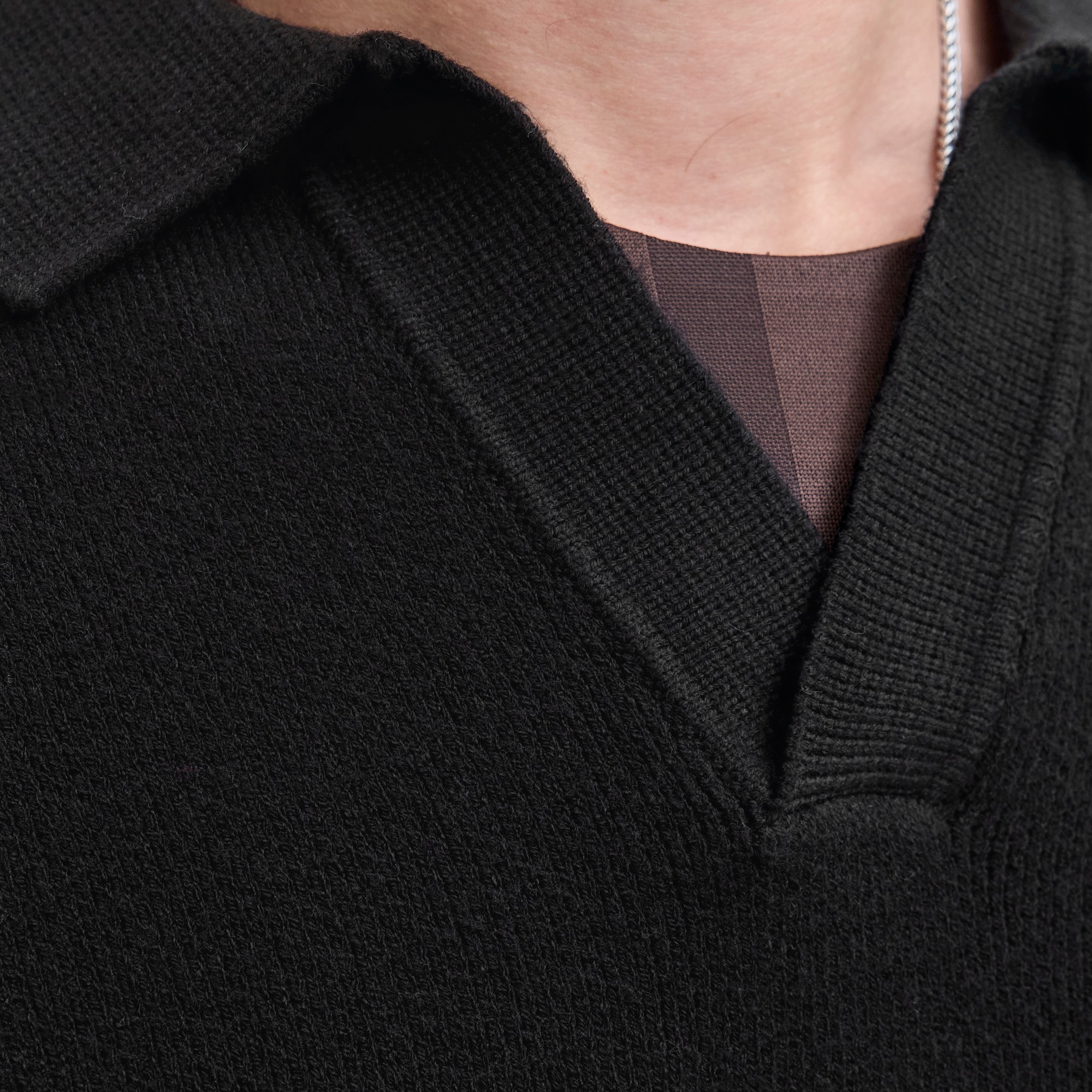 تيشيرت بولو رجالي جاك آند جونز محبوك بياقة جوني وأكمام طويلة-men-clothing-tshirtsandpolos-polos-image-2