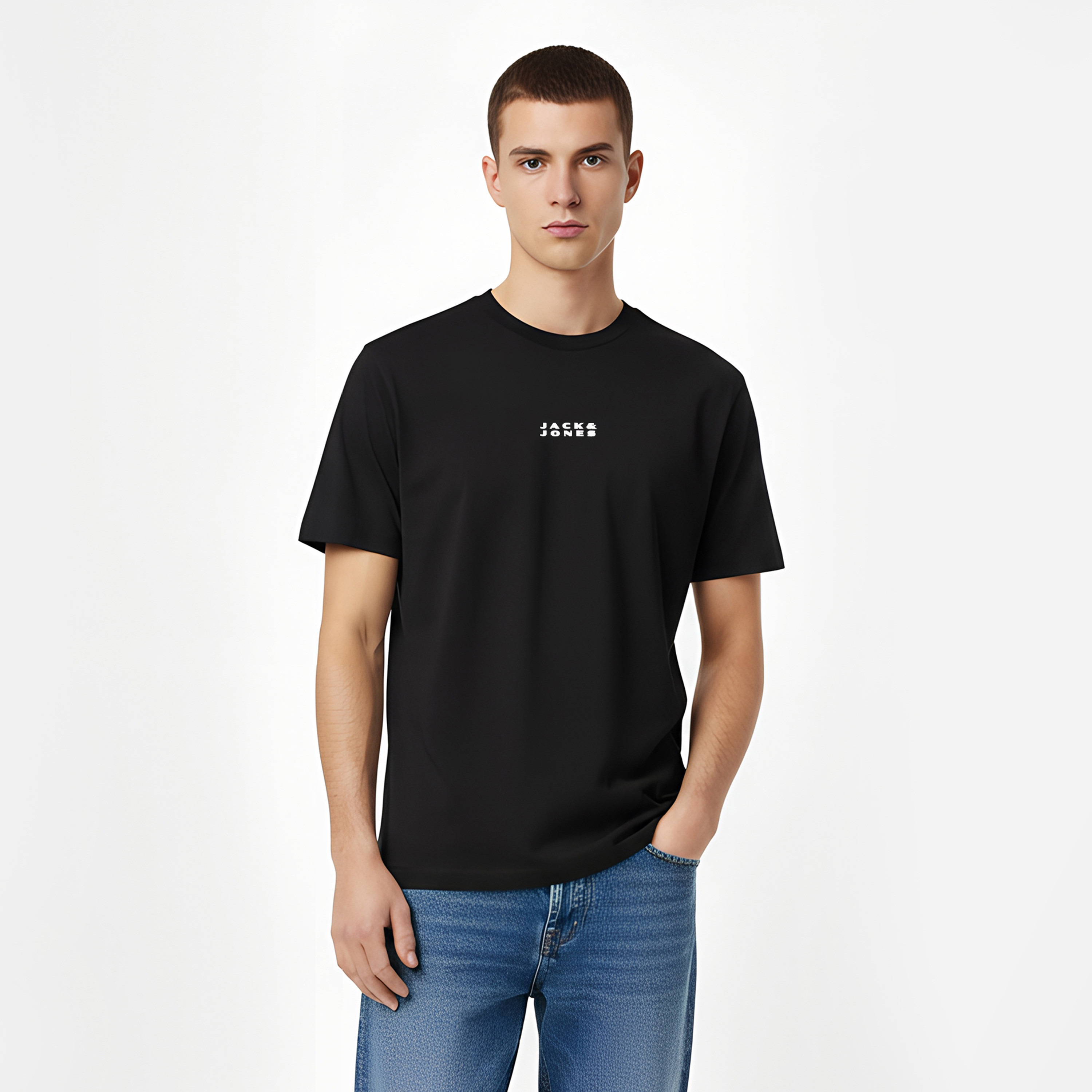 Jack & Jones Plain Crew Neck Short Sleeves Men's T-Shirt-men-clothing-tshirtsandpolos-tshirts-image-1