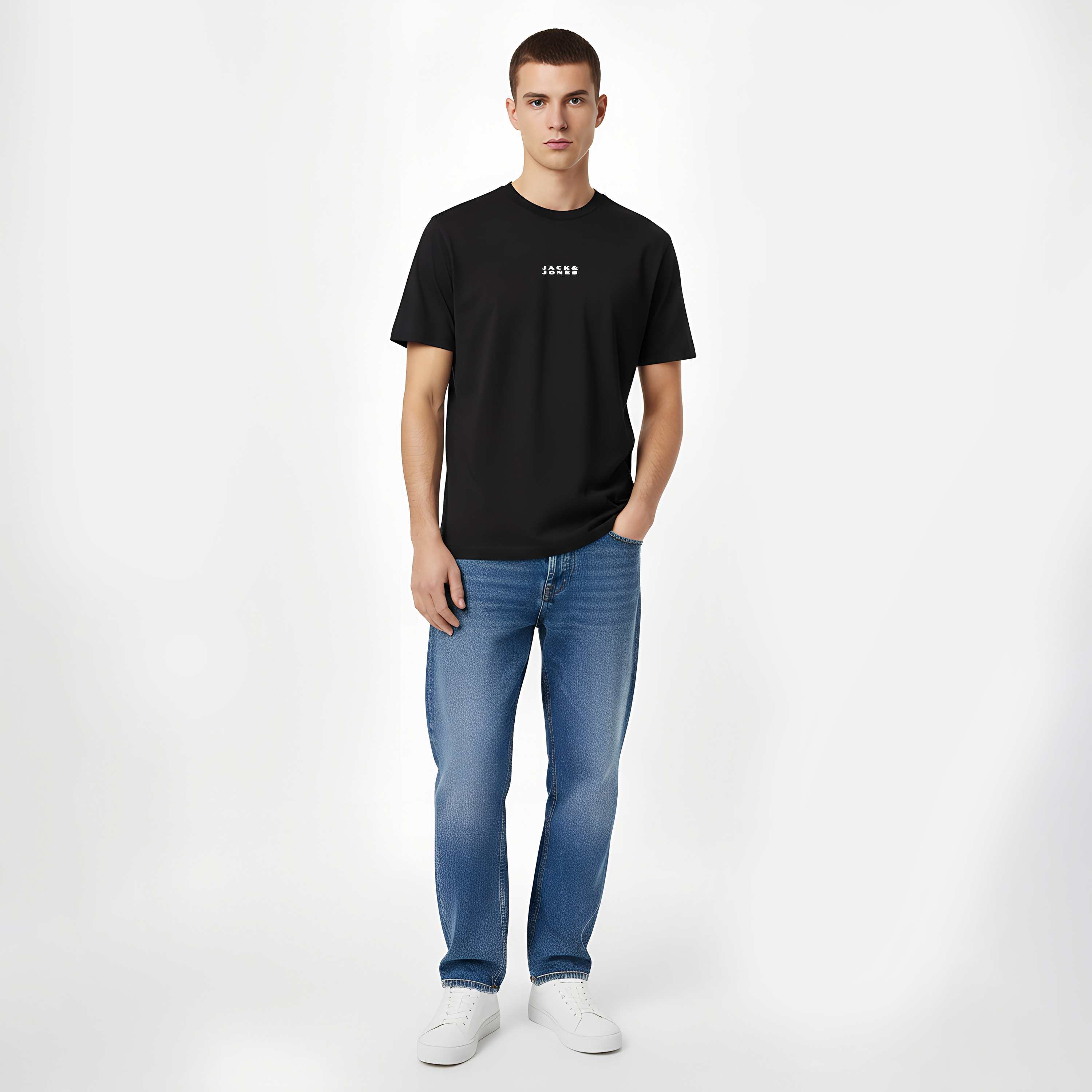 Jack & Jones Plain Crew Neck Short Sleeves Men's T-Shirt-men-clothing-tshirtsandpolos-tshirts-image-2