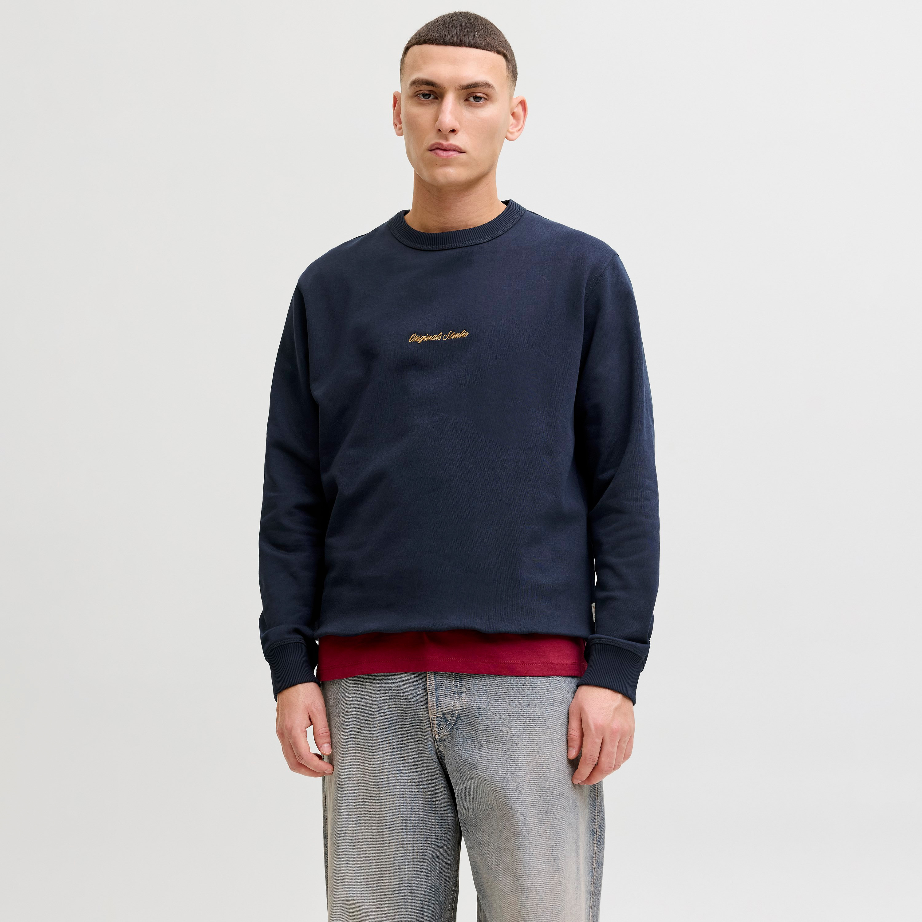 Jack & Jones Plain Crew Neck Long Sleeves Men's Sweatshirt-men-winterwear-hoodiesandsweatshirts-image-1